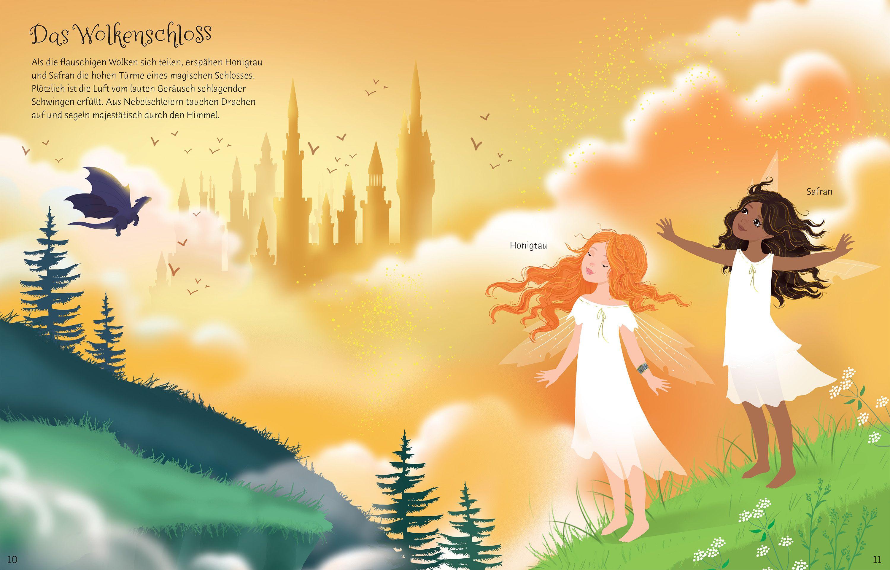 Beispielinhalt (Bild) Mein Anziehpuppen-Stickerbuch: Königreich der Feen