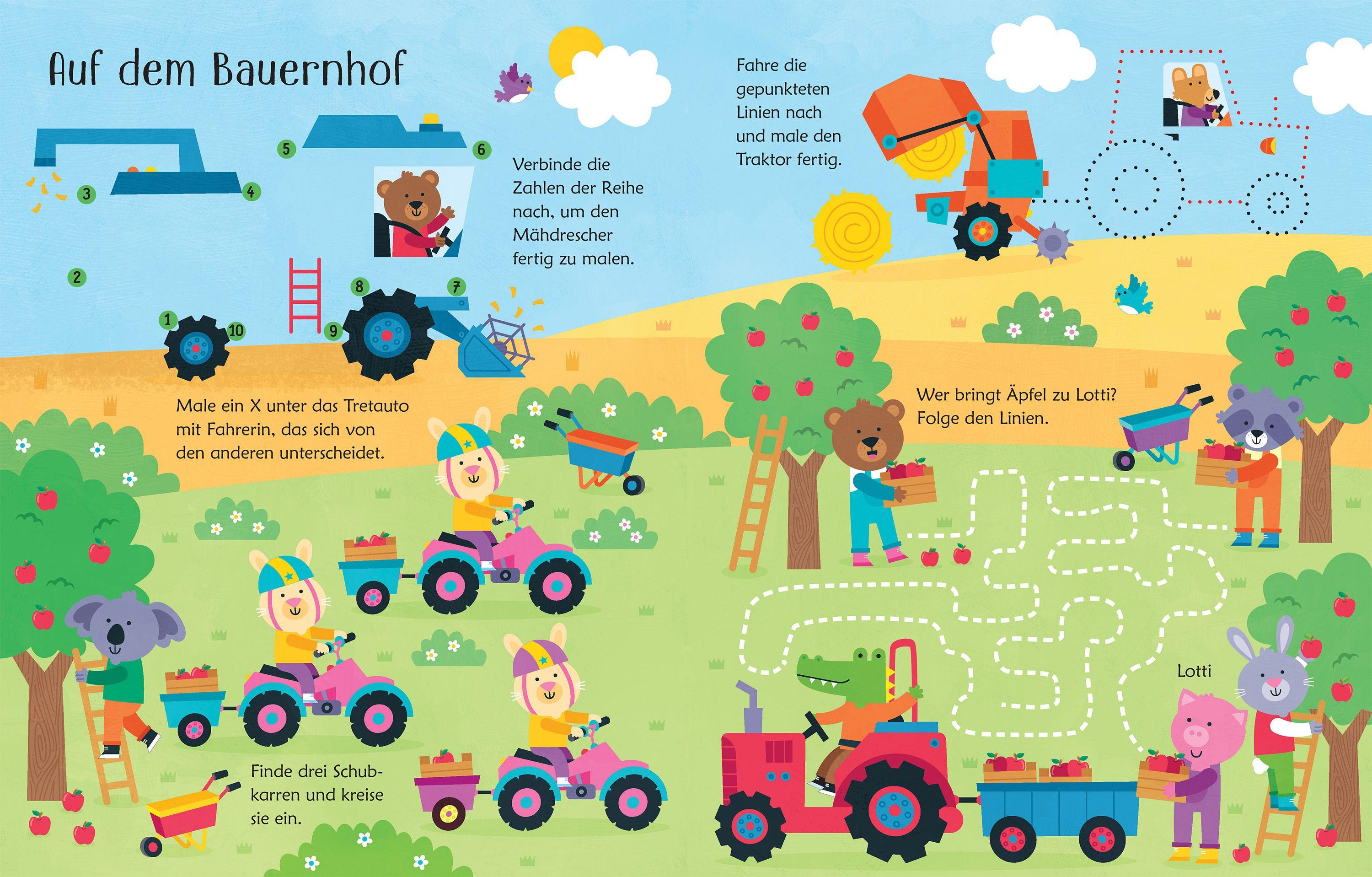 Beispielinhalt (Bild) Mein Wisch-und-weg-Buch: Lastwagen und Bagger