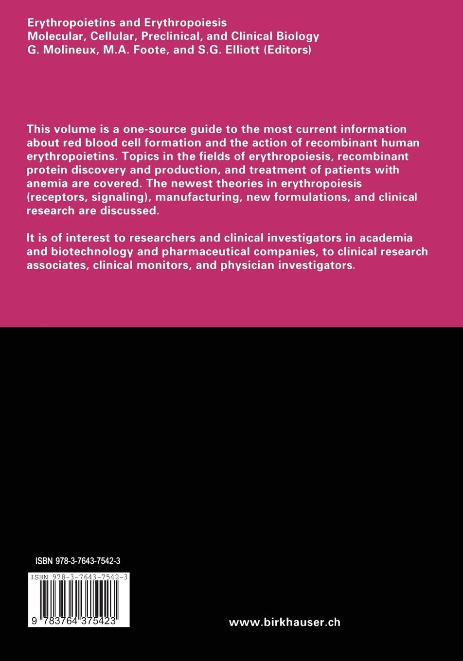 Rückseitencover Erythropoietins and Erythropoiesis