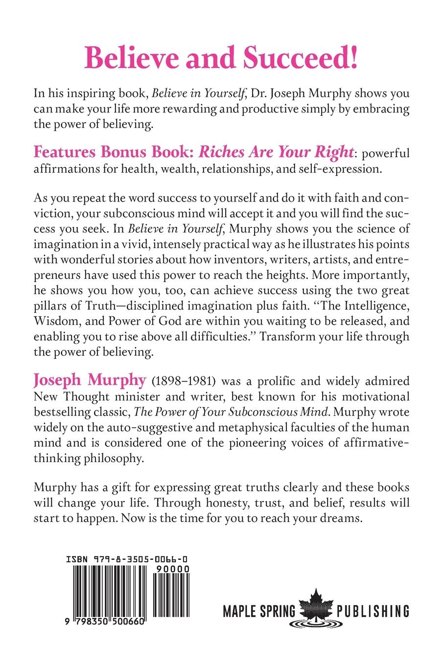 Rückseitencover Believe in Yourself Features Bonus Book: Riches Are Your Right