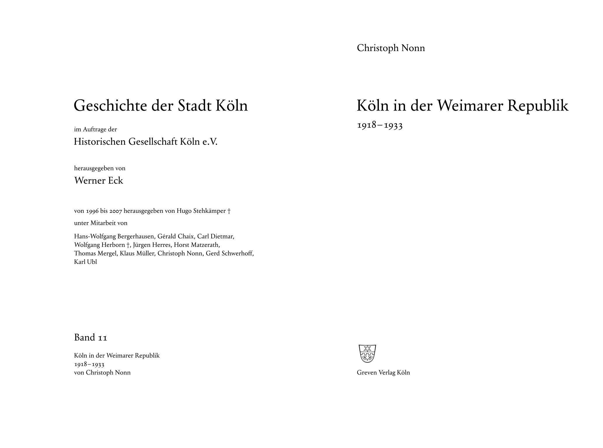 Beispielinhalt (Bild) Köln in der Weimarer Republik 1918-1933 (Vorzugsausgabe)