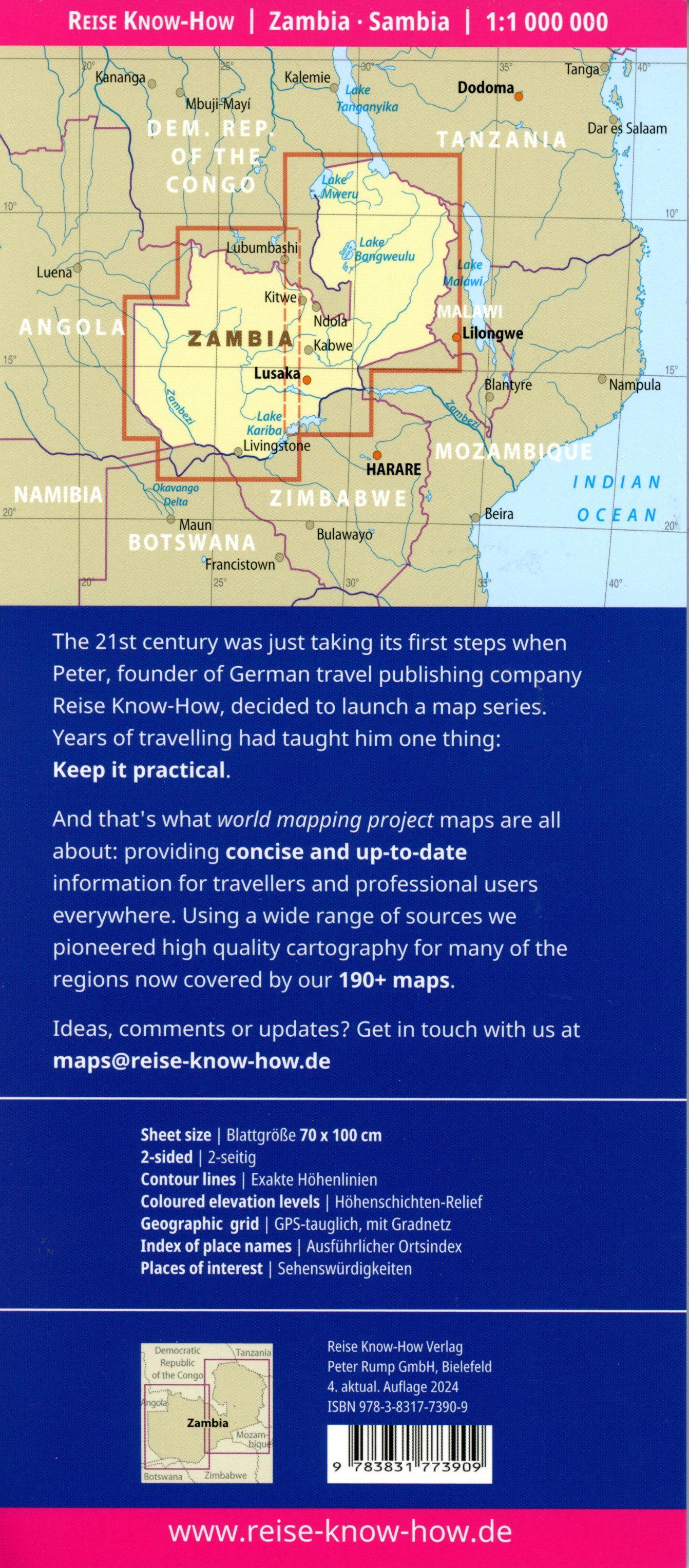 Beispielinhalt (Bild) Reise Know-How Landkarte Sambia  1:1.000.000