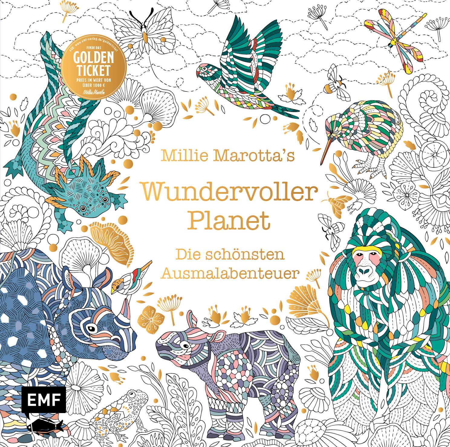 Vorderes Coverbild Millie Marotta's Wundervoller Planet - Die schönsten Ausmal-Abenteuer
