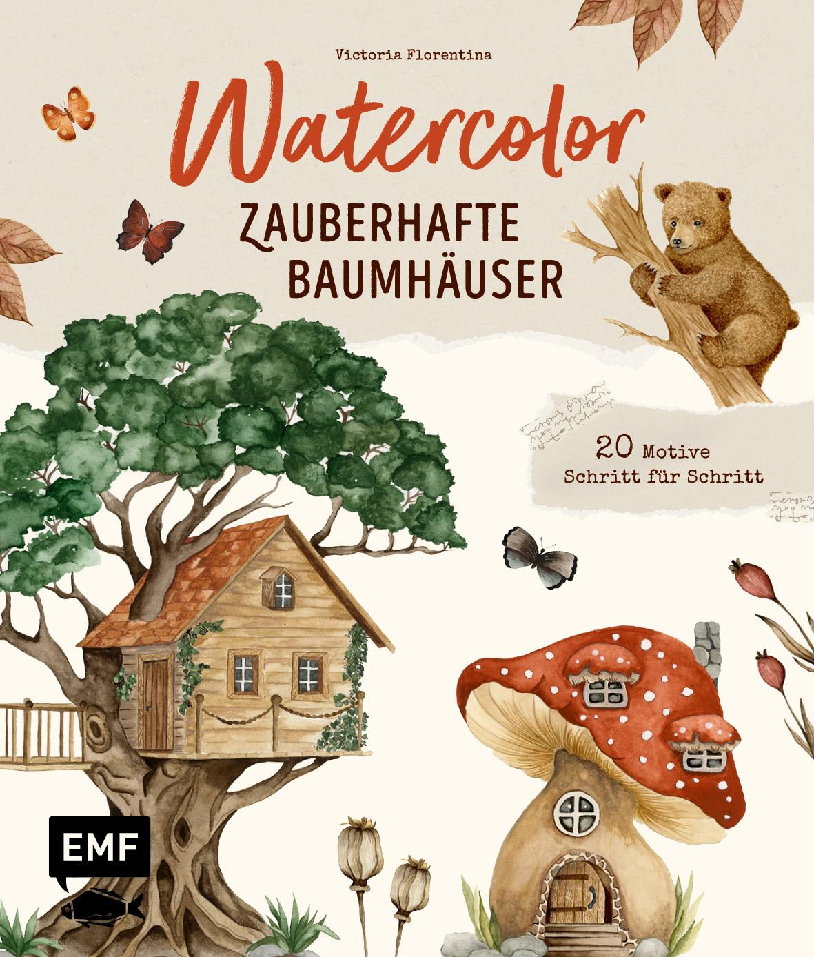 Vorderes Coverbild Watercolor - Zauberhafte Baumhäuser malen