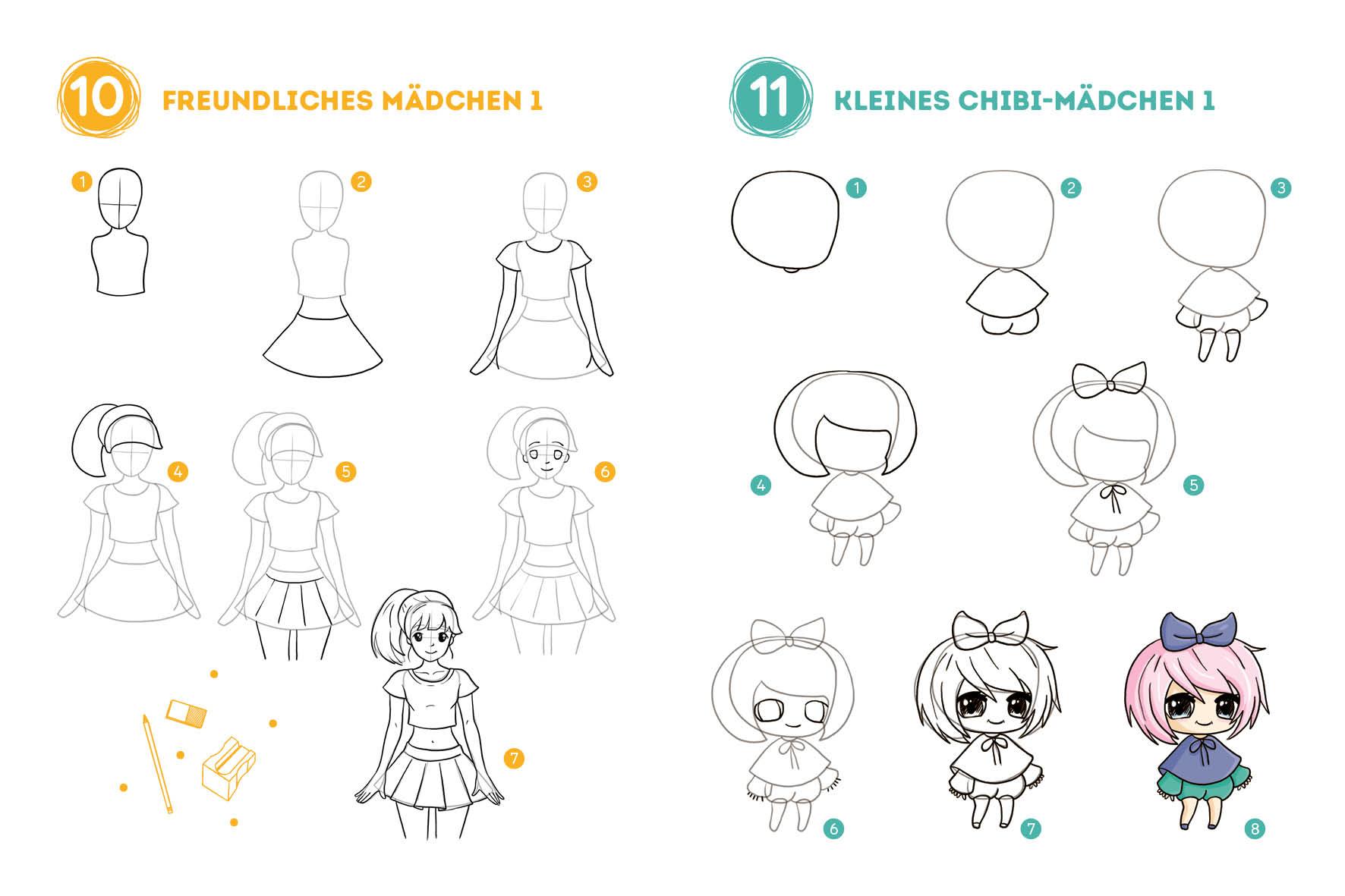 Beispielinhalt (Bild) 300 Motive zeichnen - Manga