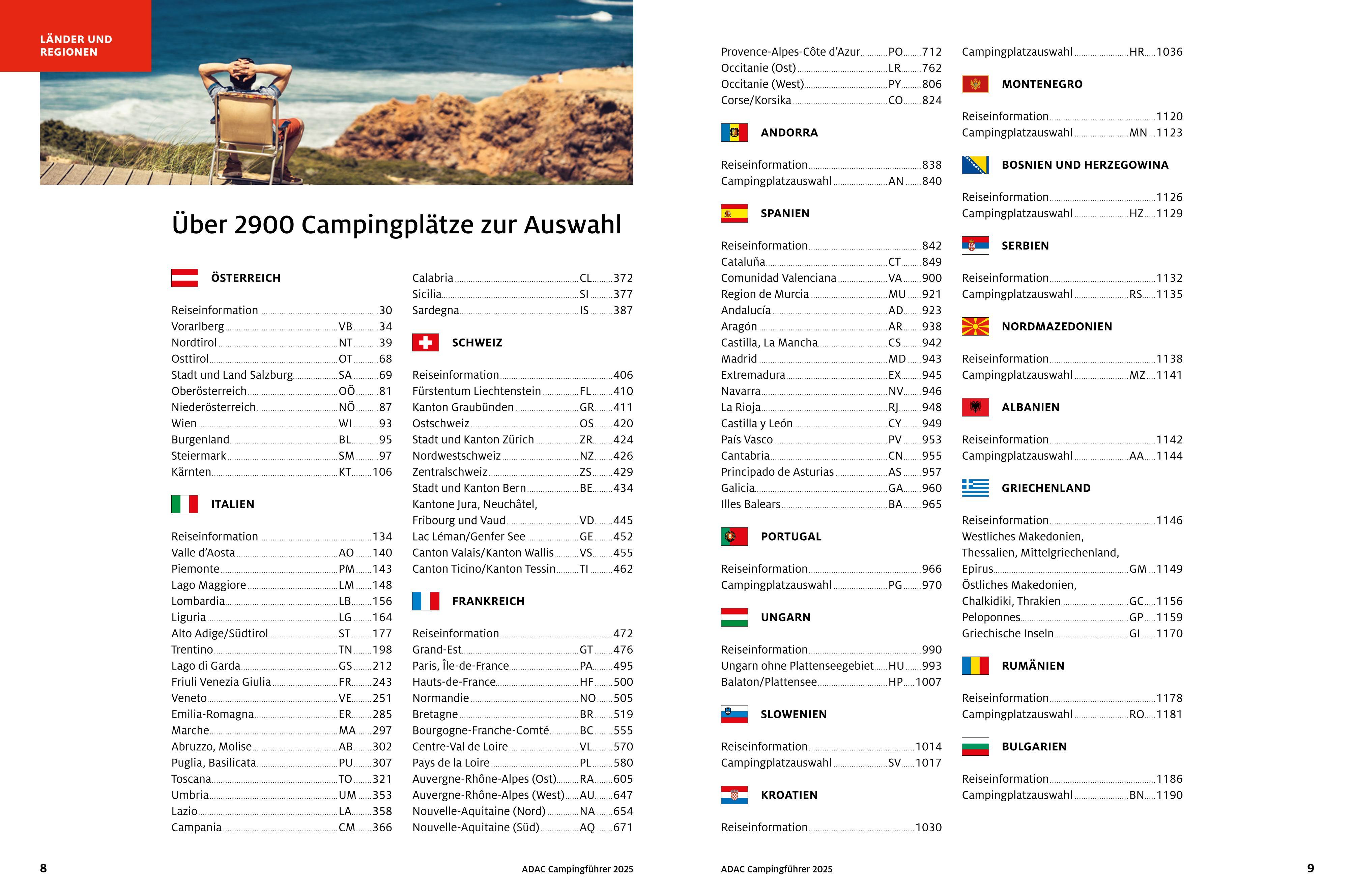 Beispielinhalt (Bild) ADAC Campingführer Südeuropa 2025