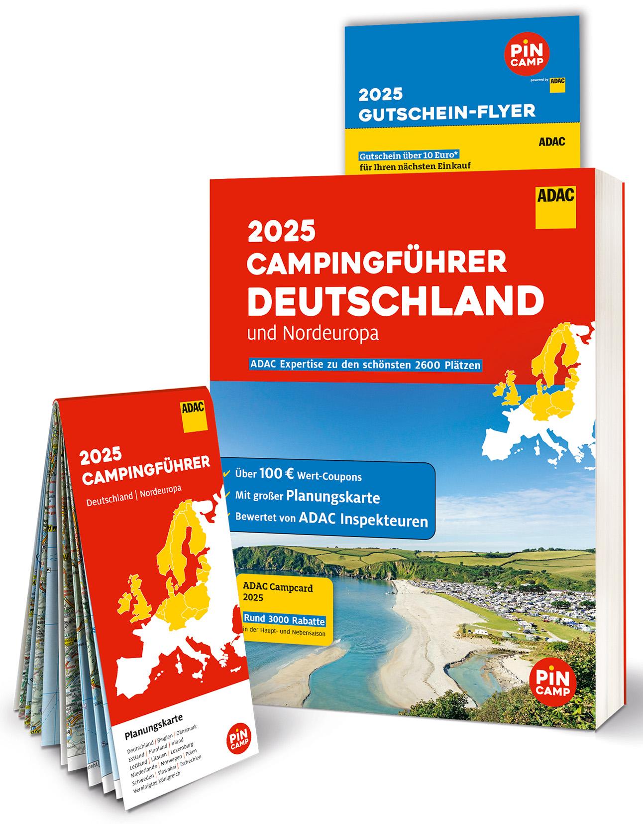 Vorderes Coverbild ADAC Campingführer Deutschland/Nordeuropa 2025
