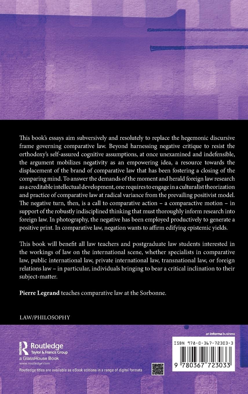 Rückseitencover The Negative Turn in Comparative Law