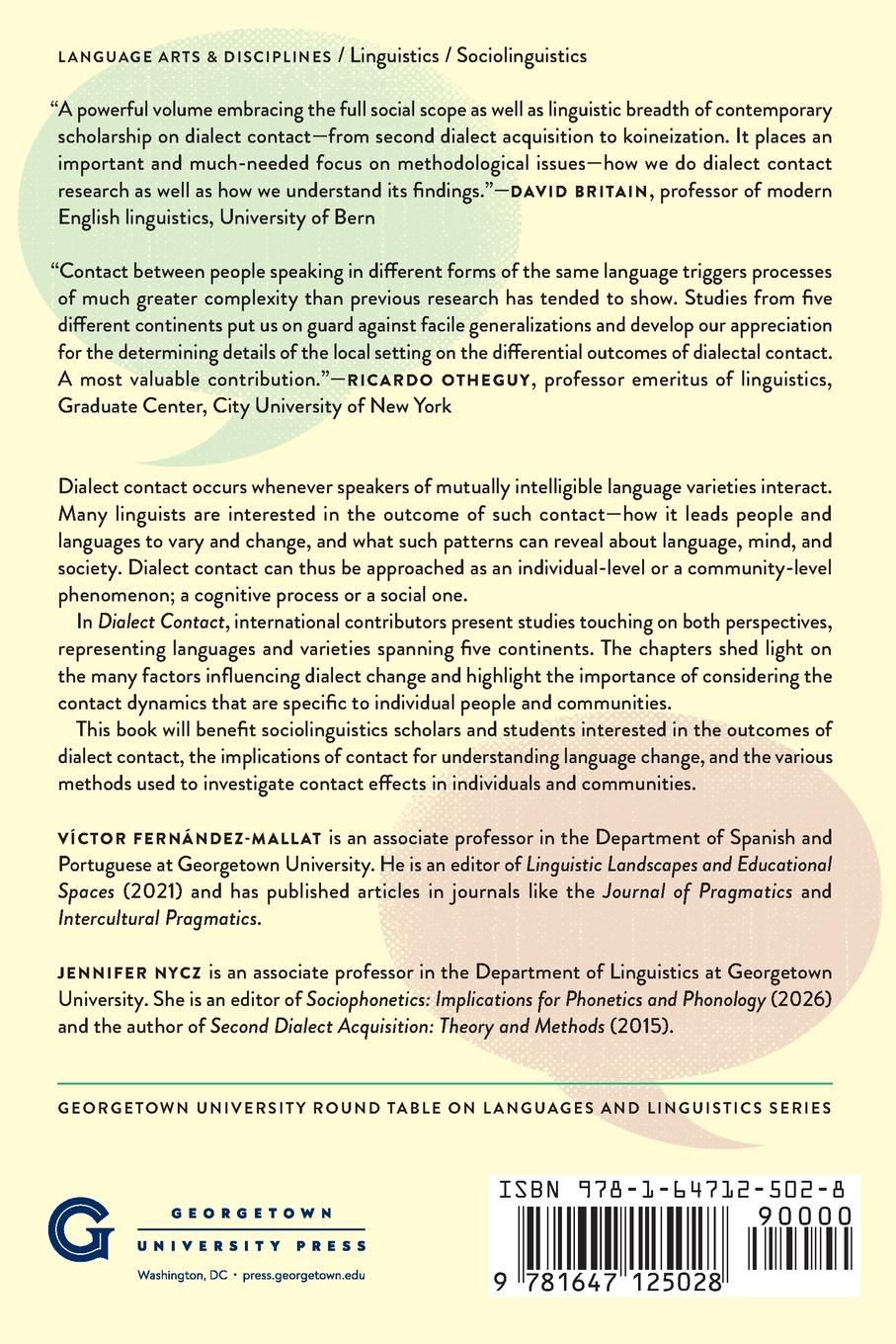 Rückseitencover Dialect Contact