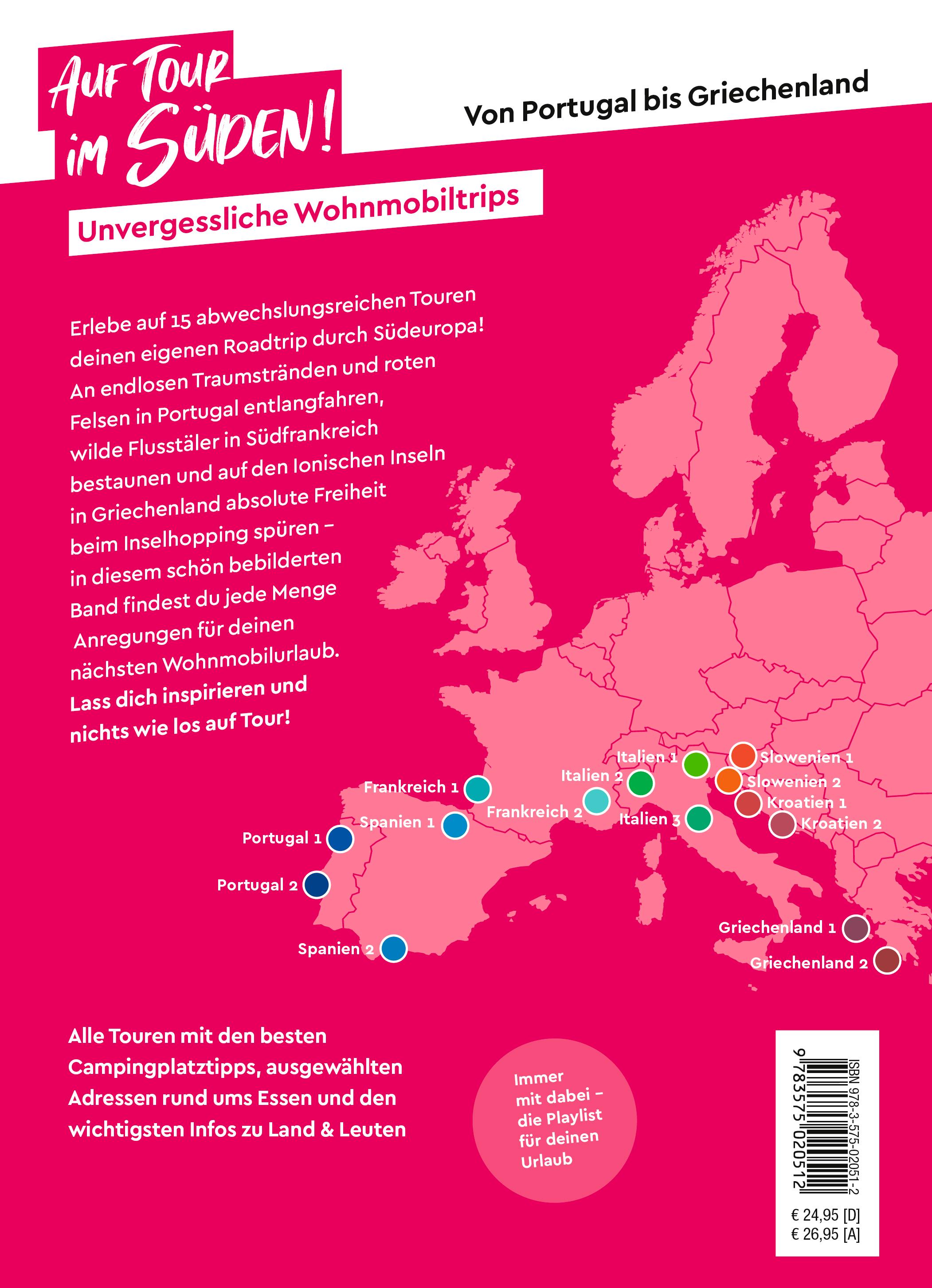 Rückseitencover MARCO POLO Bildband Auf Tour im Süden! Unvergessliche Wohnmobiltrips von Portugal bis Griechenland