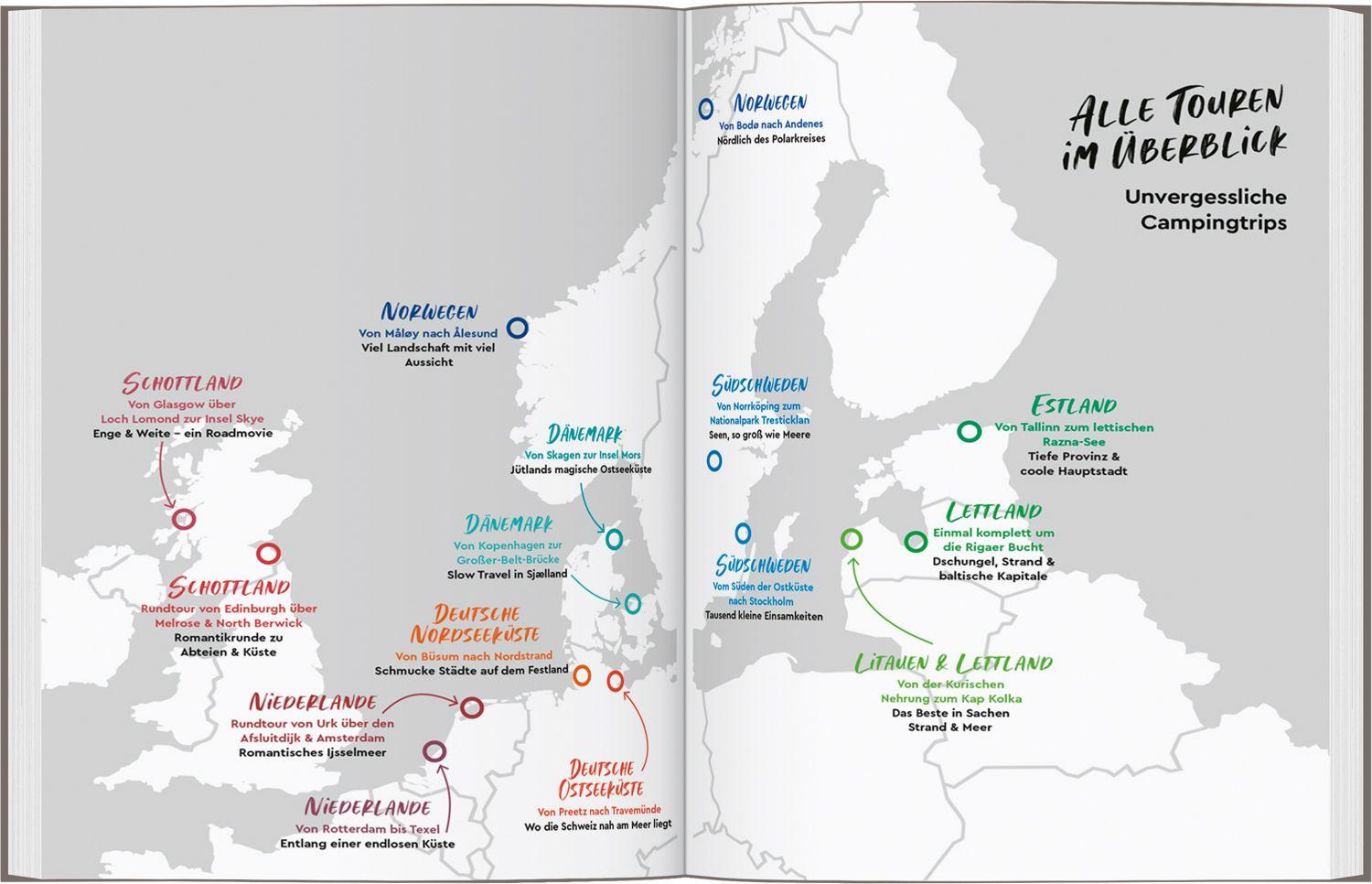 Beispielinhalt (Bild) MARCO POLO Bildband Auf Tour im Norden! Unvergessliche Wohnmobiltrips von Norwegen bis Schottland