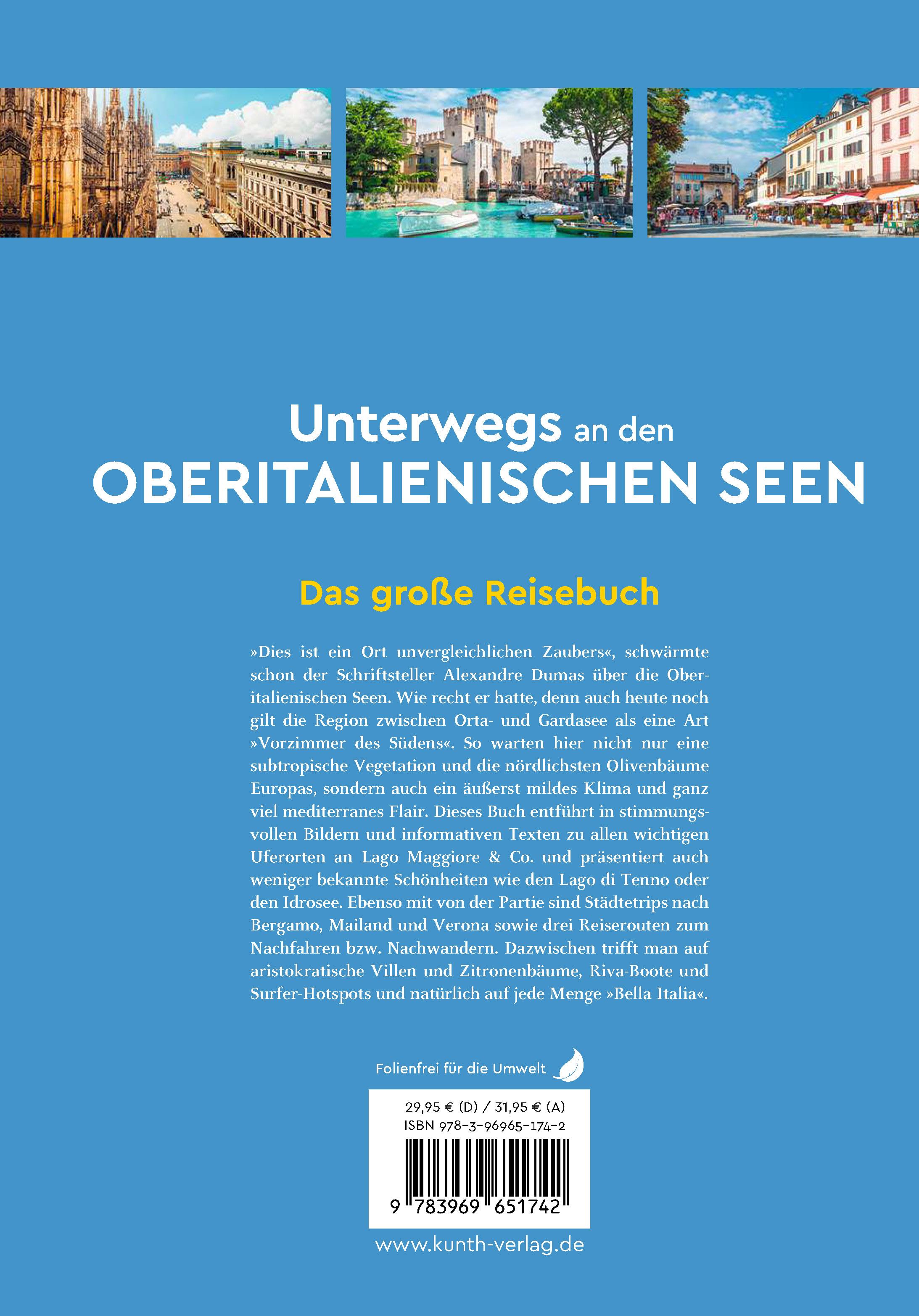 Rückseitencover KUNTH Unterwegs an den Oberitalienischen Seen