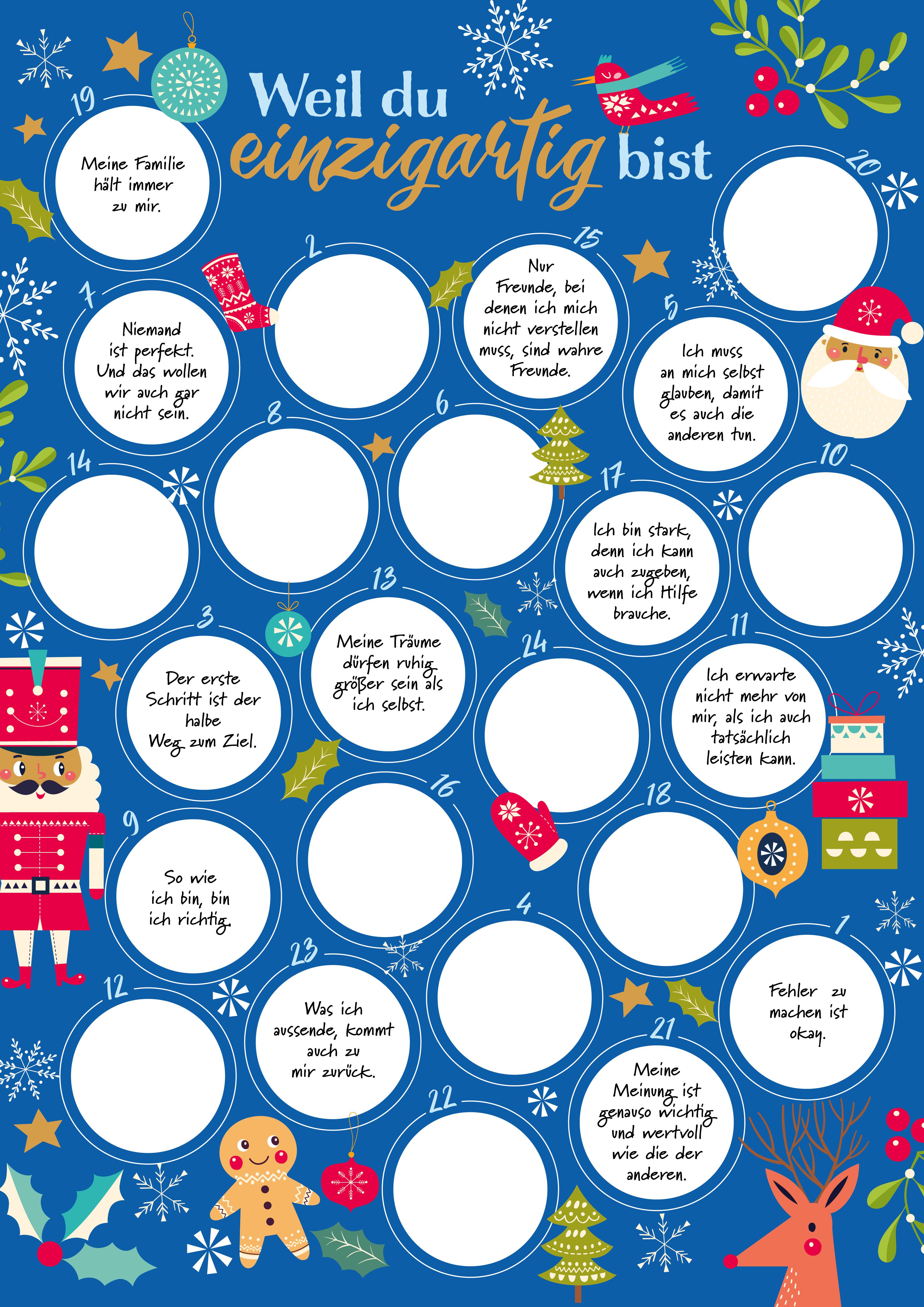 Vorderes Coverbild Weil du einzigartig bist - Der Rubbel-Adventskalender für Jungs