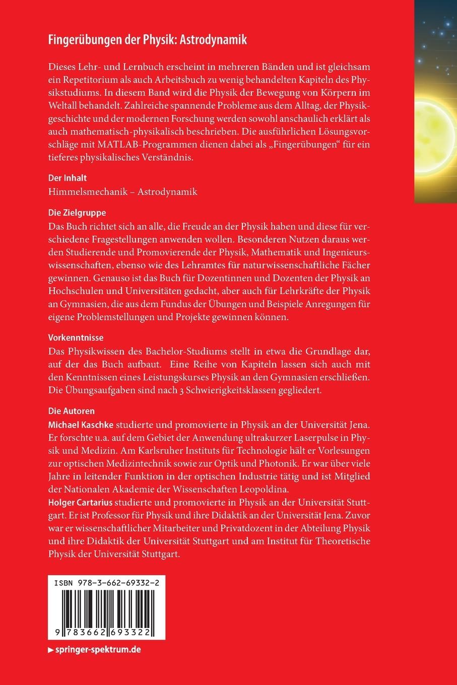 Rückseitencover Fingerübungen der Physik: Himmelsmechanik - Astrodynamik