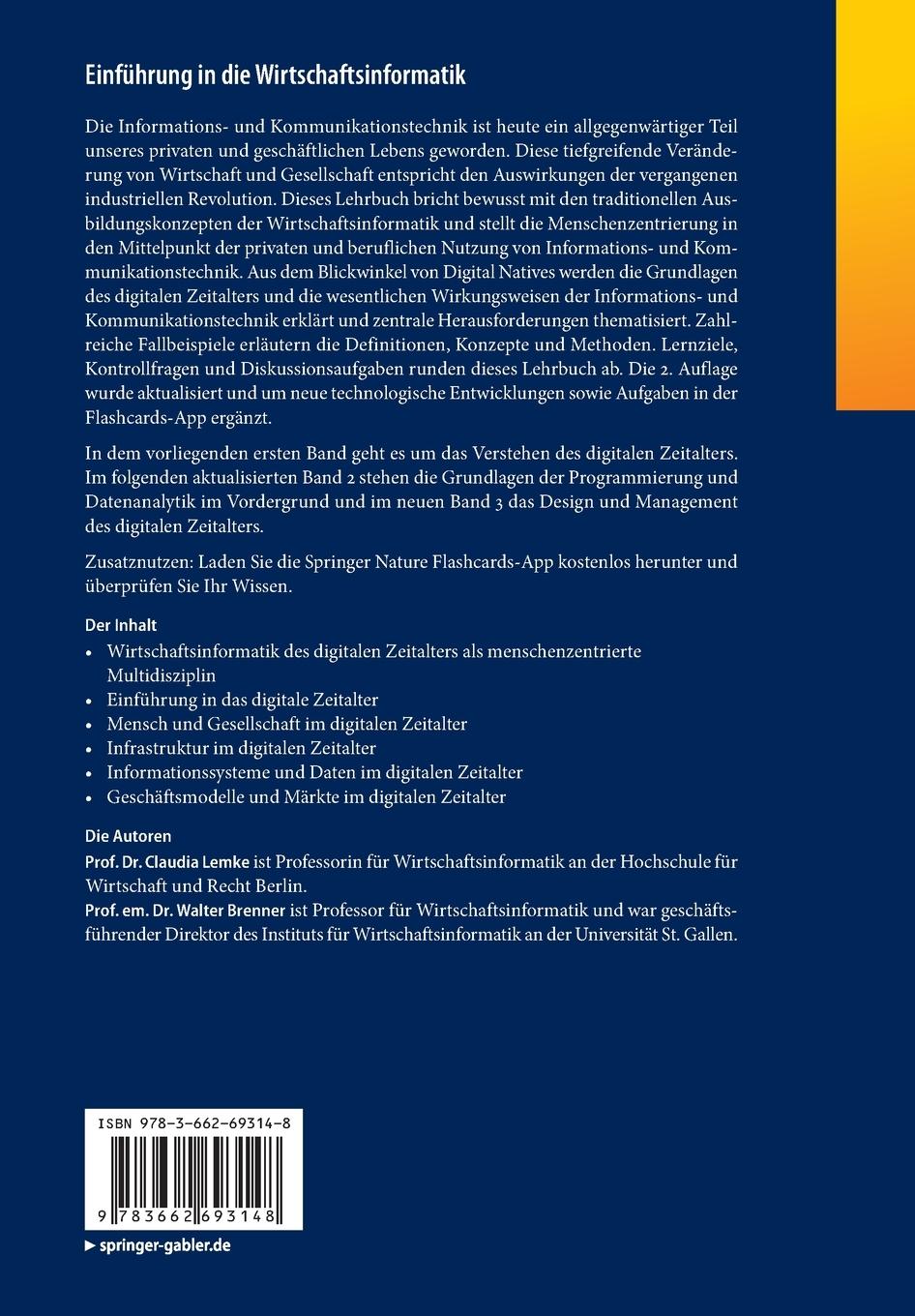 Rückseitencover Einführung in die Wirtschaftsinformatik