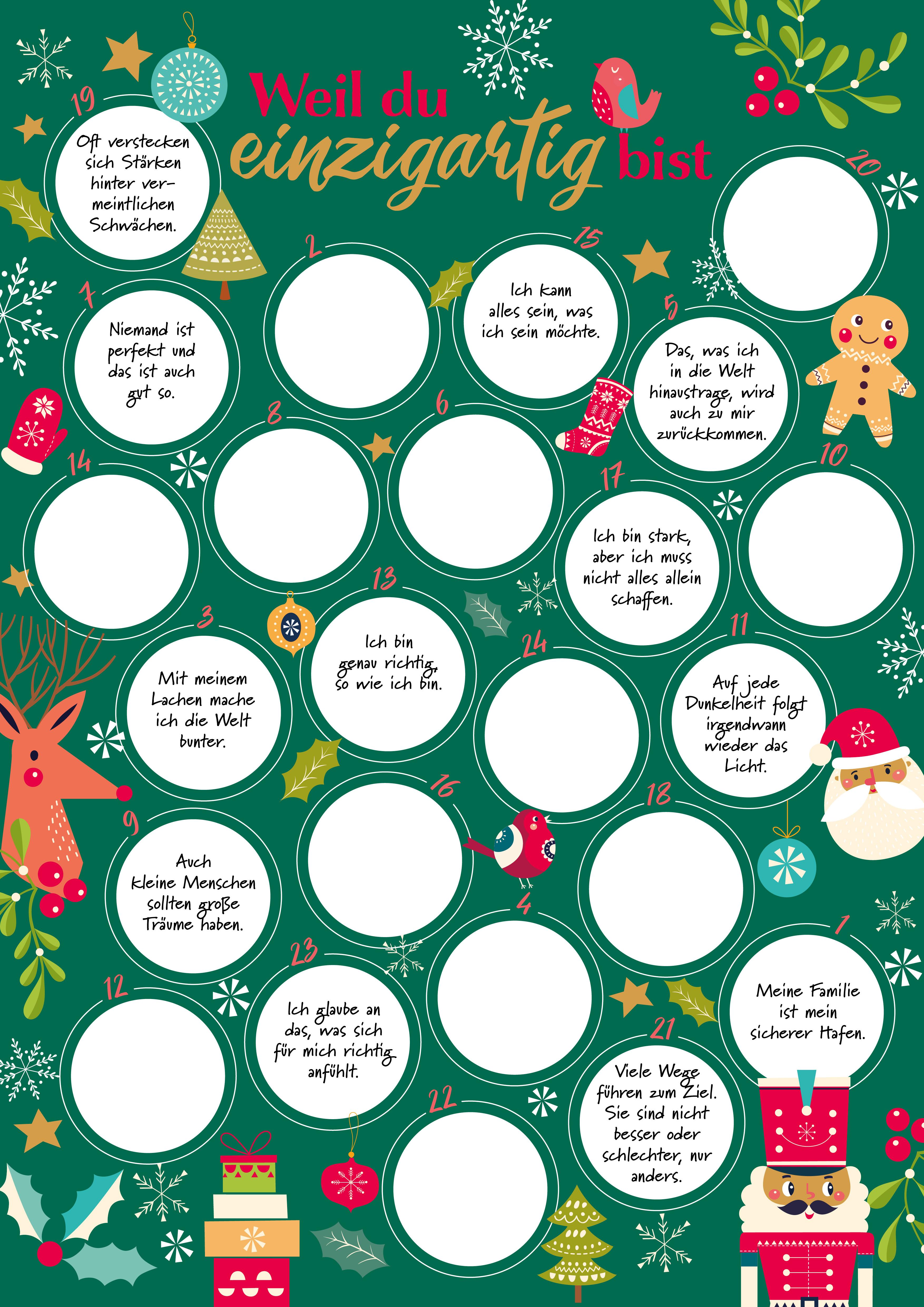 Vorderes Coverbild Weil du einzigartig bist - Der Rubbel-Adventskalender für Mädchen