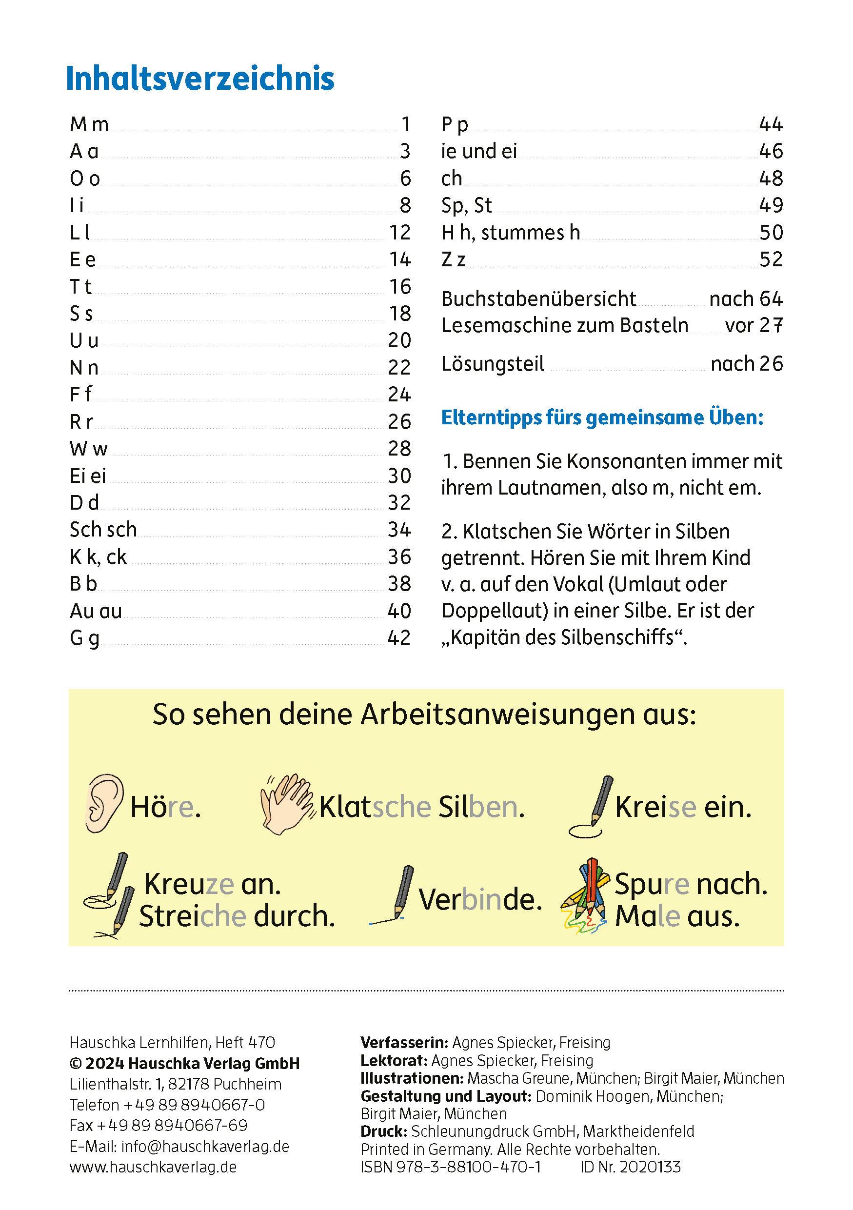 Beispielinhalt (Bild) Mein Übungsheft Lesen 1. Klasse: Vom Buchstaben zum Wort