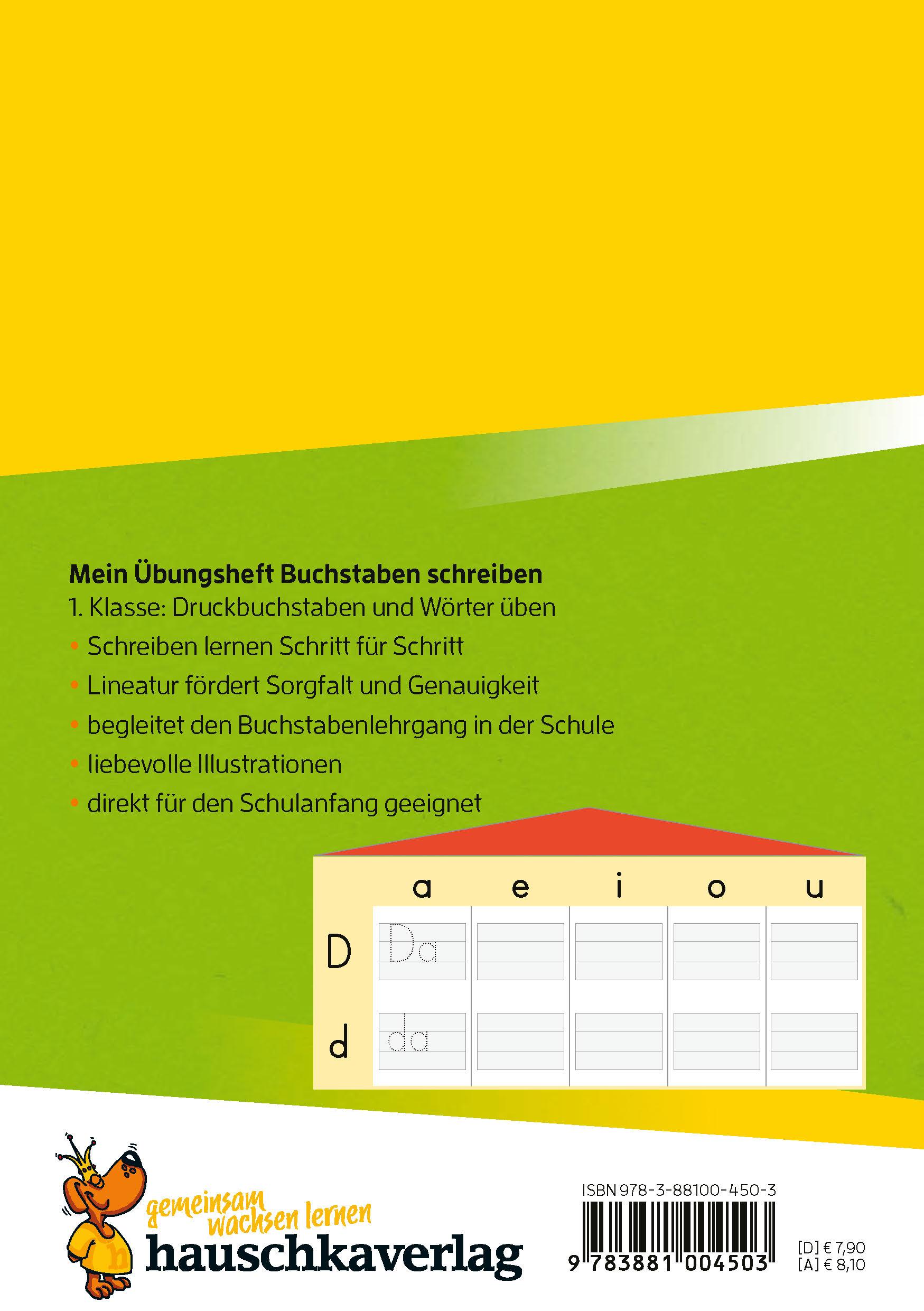 Beispielinhalt (Bild) Mein Übungsheft Buchstaben schreiben lernen 1. Klasse: Druckbuchstaben und Wörter üben