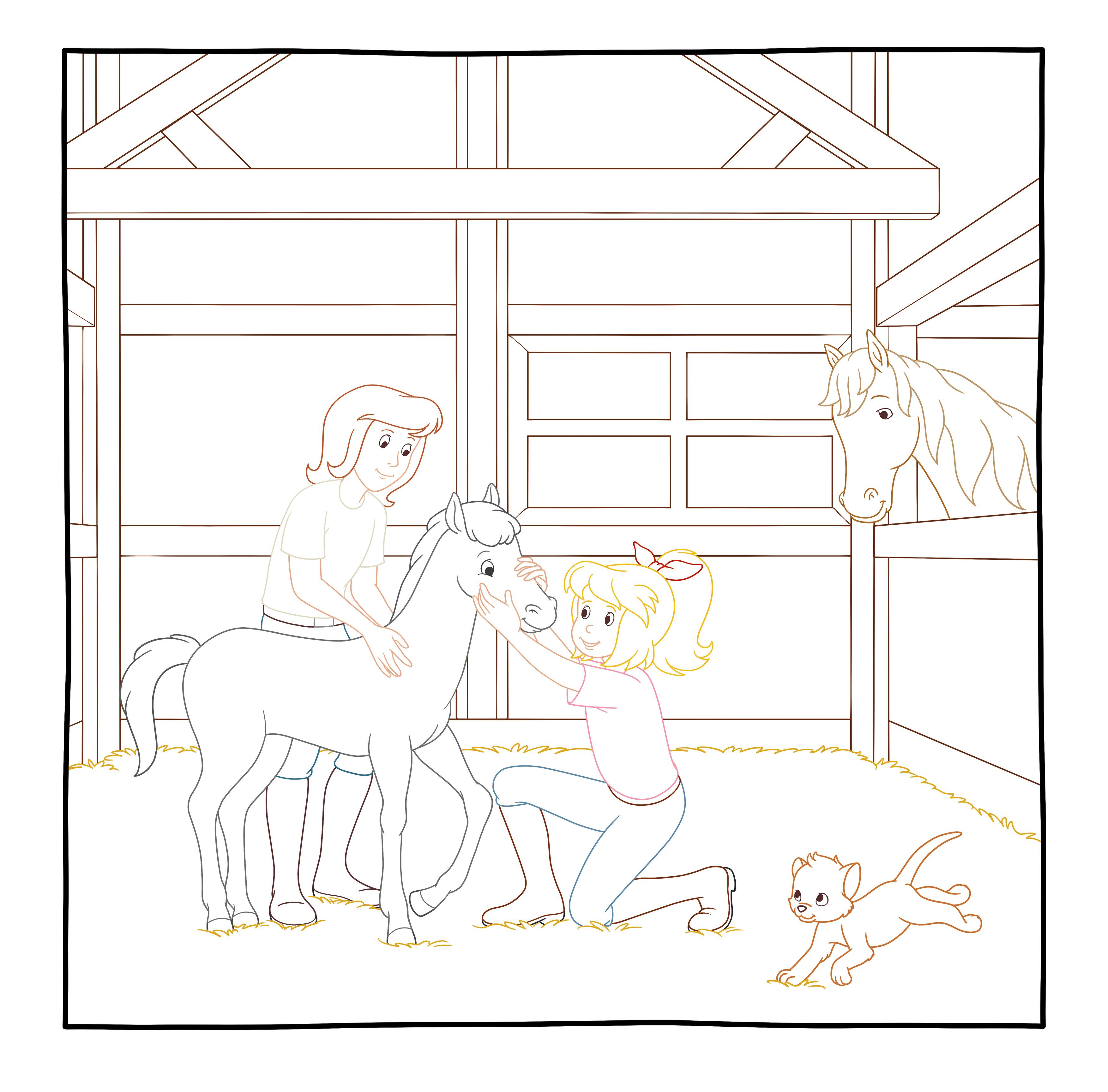 Beispielinhalt (Bild) Zauberpapier Malbuch Bibi & Tina