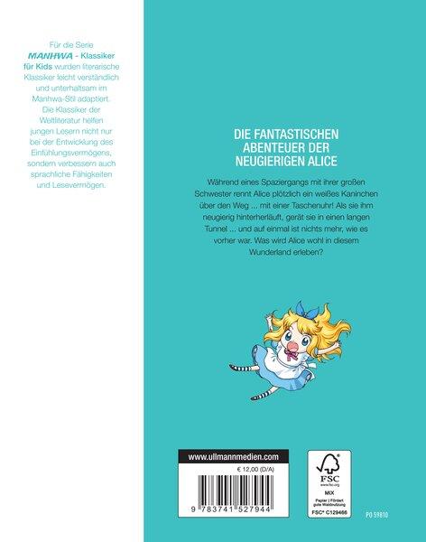 Rückseitencover MANHWA - Klassiker für Kids - Alice im Wunderland (komplett in Farbe)