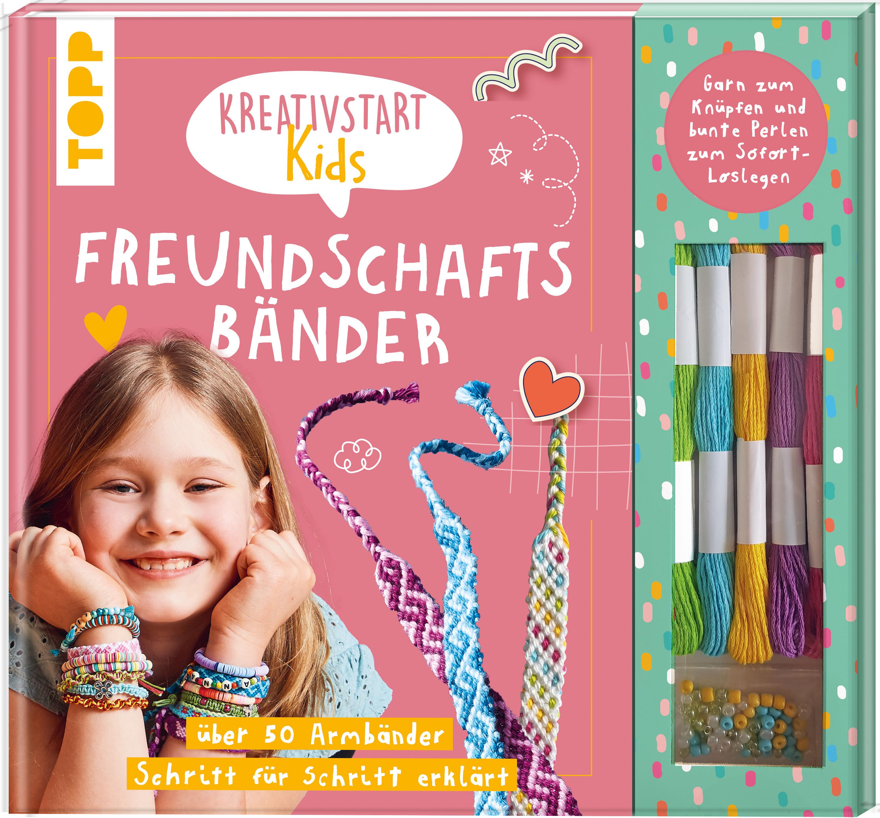 Vorderes Coverbild Kreativstart Kids Freundschaftsbänder. Anleitungsbuch und Material