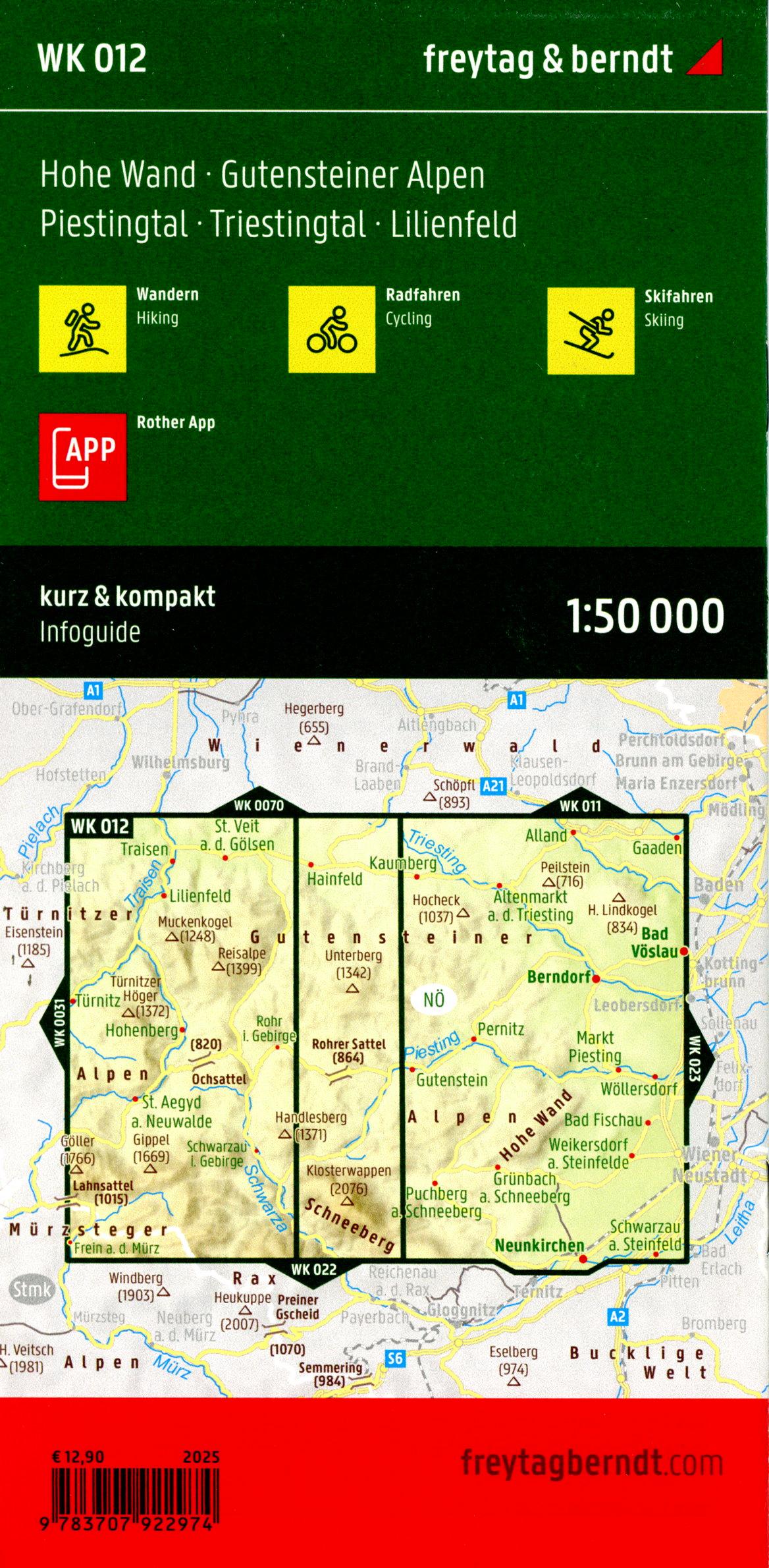 Beispielinhalt (Bild) Hohe Wand - Gutensteiner Alpen, Wander-, Rad- und Freizeitkarte 1:50.000, freytag & berndt, WK 012