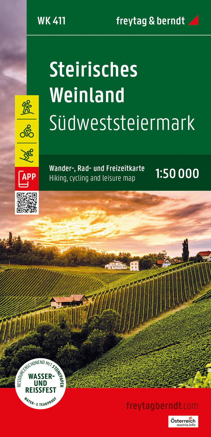 Vorderes Coverbild Steirisches Weinland, Wander-, Rad- und Freizeitkarte 1:50.000, freytag & berndt, WK 411