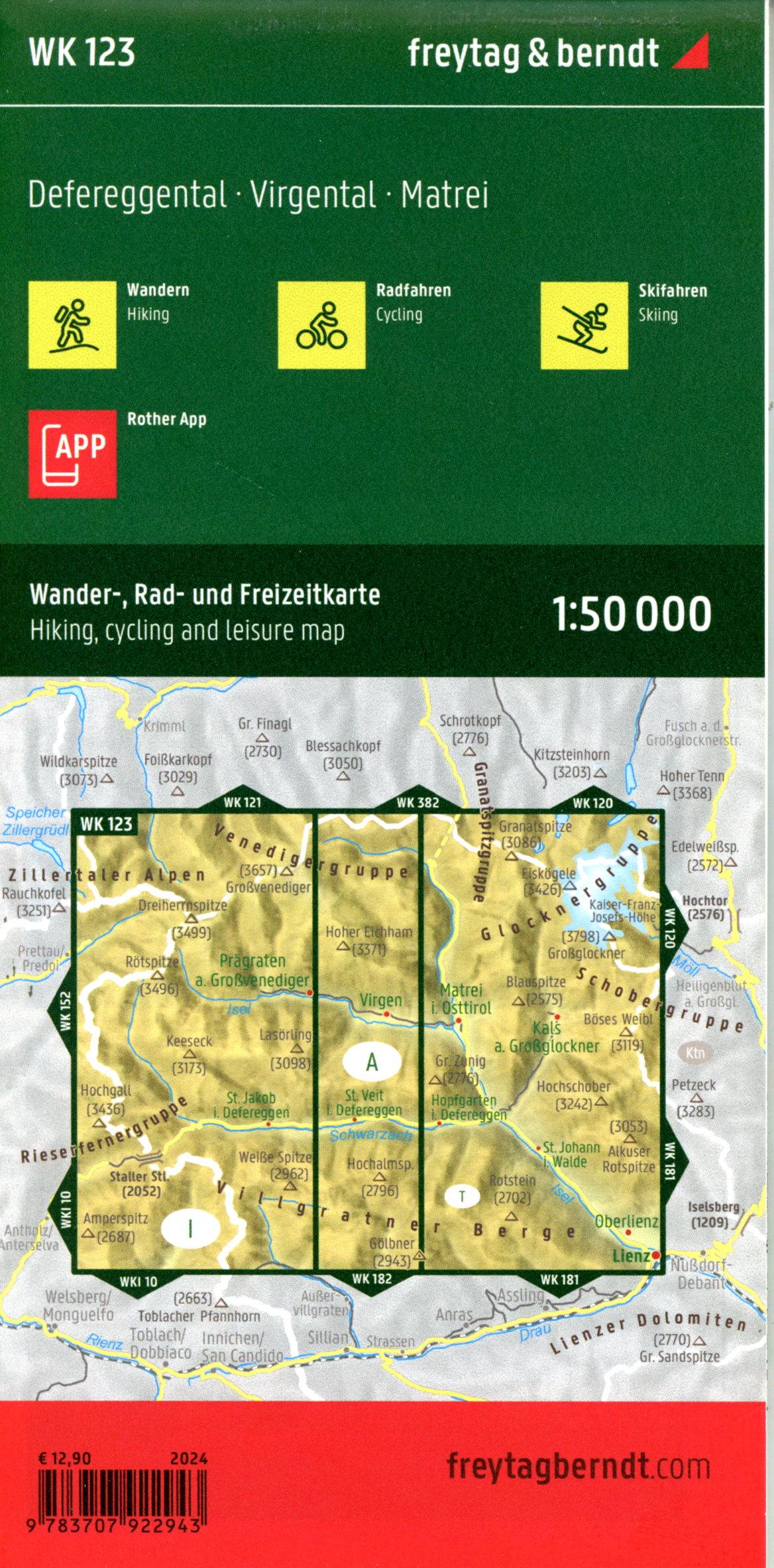 Beispielinhalt (Bild) Defereggental, Wander-, Rad- und Freizeitkarte 1:50.000, freytag & berndt, WK 123