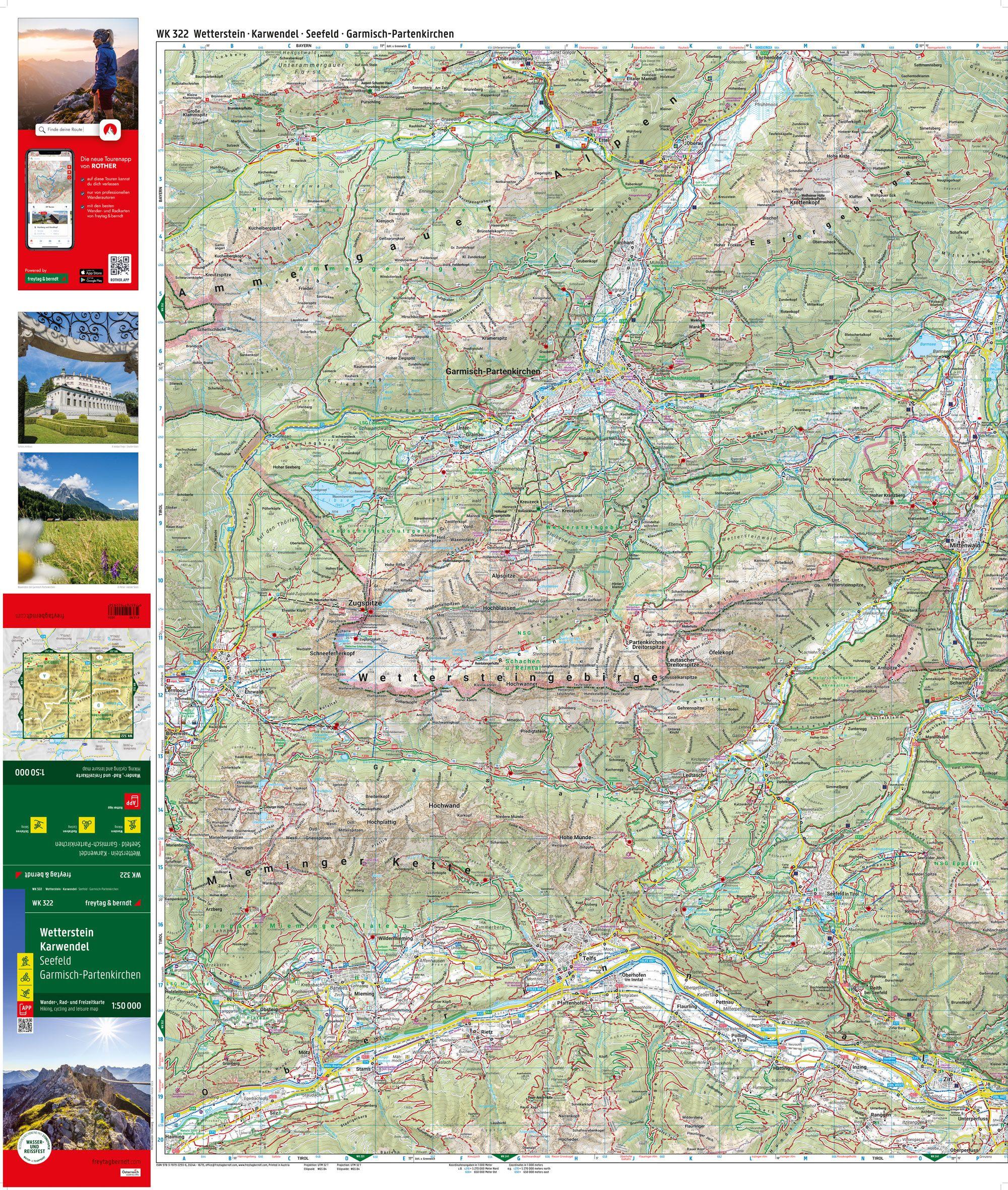 Beispielinhalt (Bild) Wetterstein - Karwendel, Wander-, Rad- und Freizeitkarte 1:50.000, freytag & berndt, WK 322