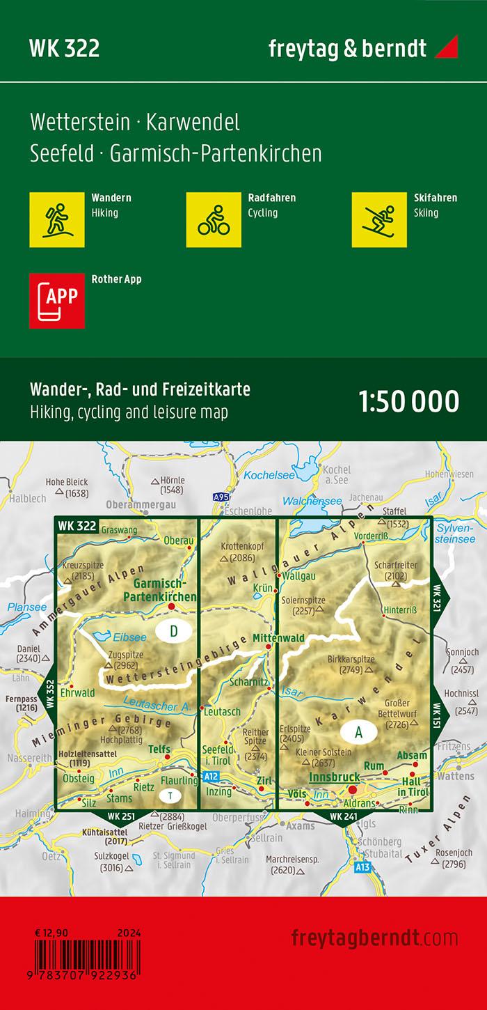 Rückseitencover Wetterstein - Karwendel, Wander-, Rad- und Freizeitkarte 1:50.000, freytag & berndt, WK 322