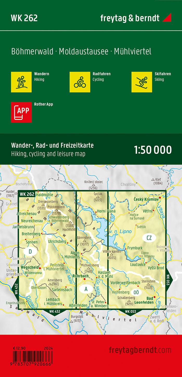 Rückseitencover Böhmerwald, Wander-, Rad- und Freizeitkarte 1:50.000, freytag & berndt, WK 262