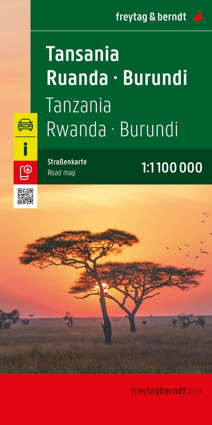 Vorderes Coverbild Tansania - Ruanda - Burundi, Straßenkarte 1:1.100.000, freytag & berndt