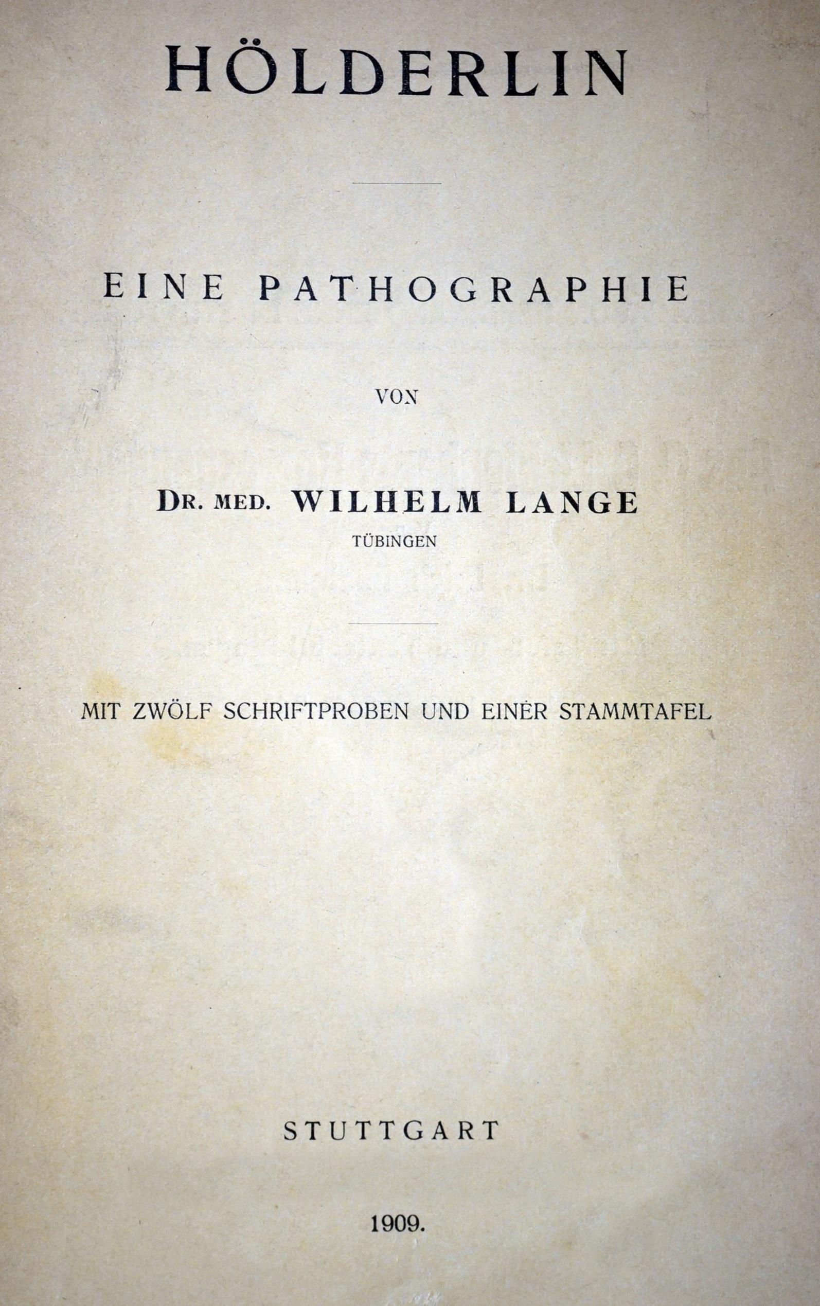 Vorderes Coverbild Hölderlin Eine Pathographie