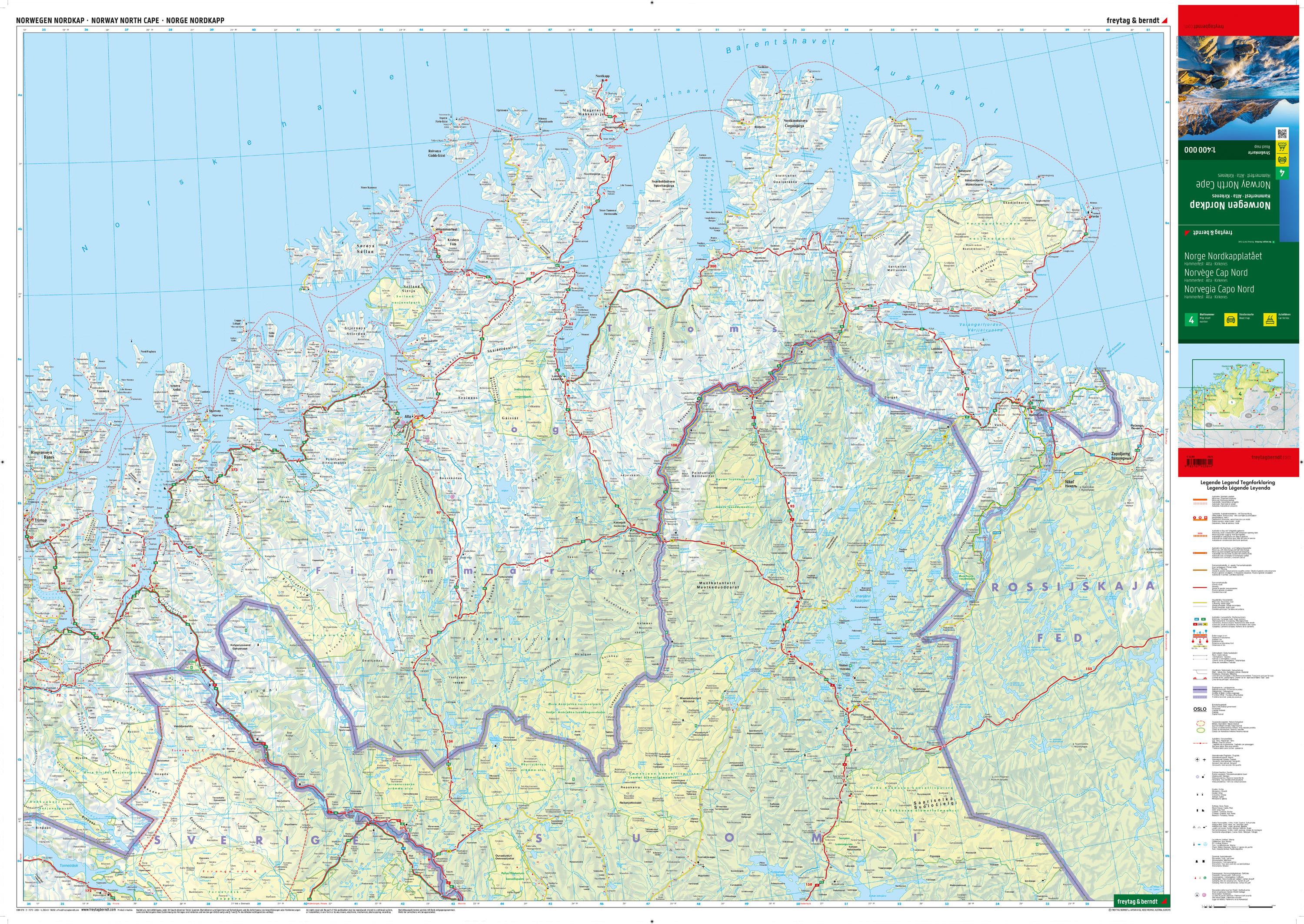 Beispielinhalt (Bild) Norwegen Nordkap, Straßenkarte 1:400.000, freytag & berndt