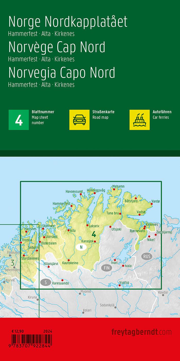 Rückseitencover Norwegen Nordkap, Straßenkarte 1:400.000, freytag & berndt
