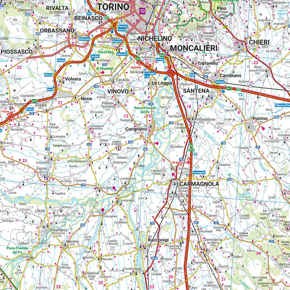 Beispielinhalt (Bild) Piemont - Aostatal, Straßen- und Freizeitkarte 1:150.000, freytag & berndt