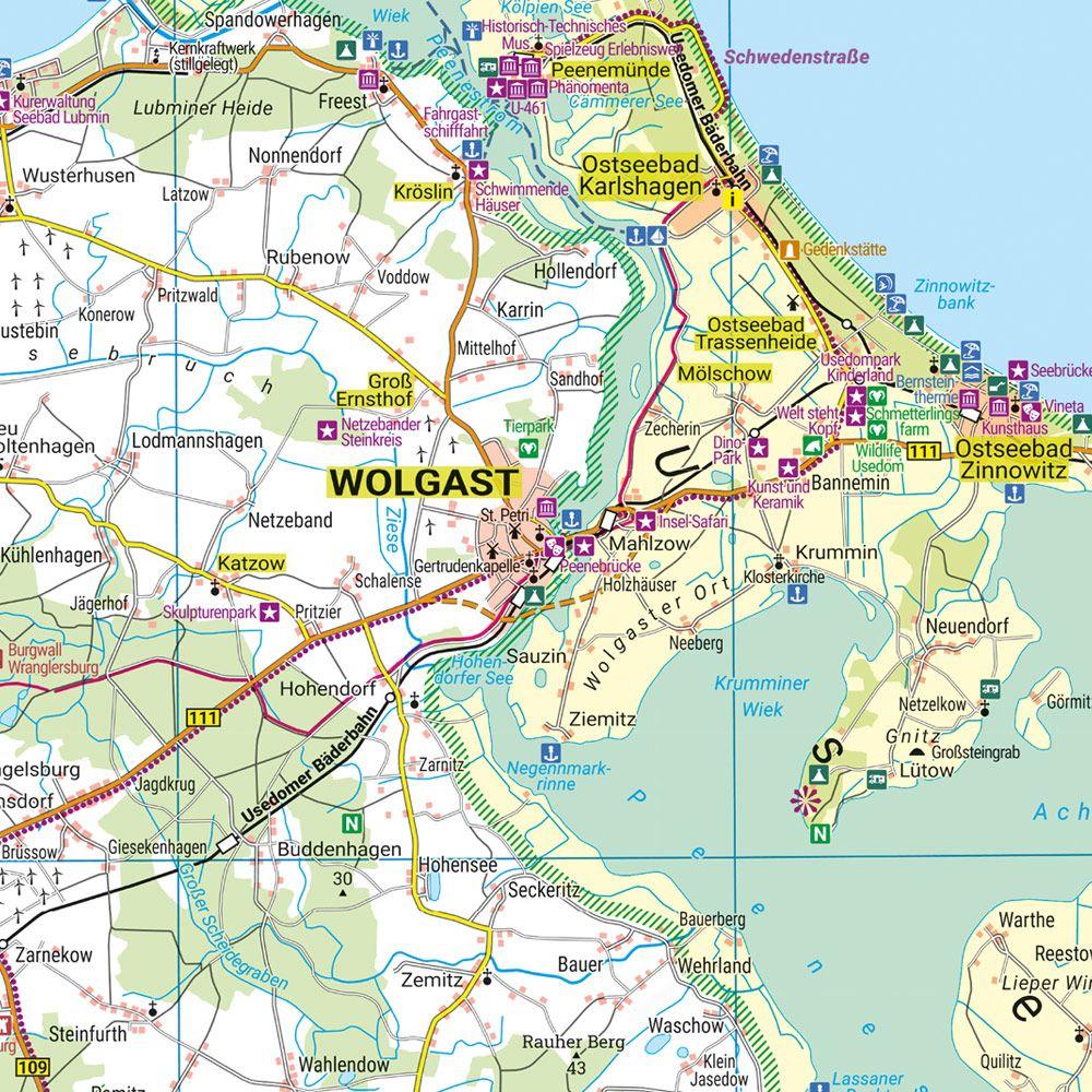 Beispielinhalt (Bild) Usedom und Haffküste, Freizeitkarte 1:120.000, freytag & berndt