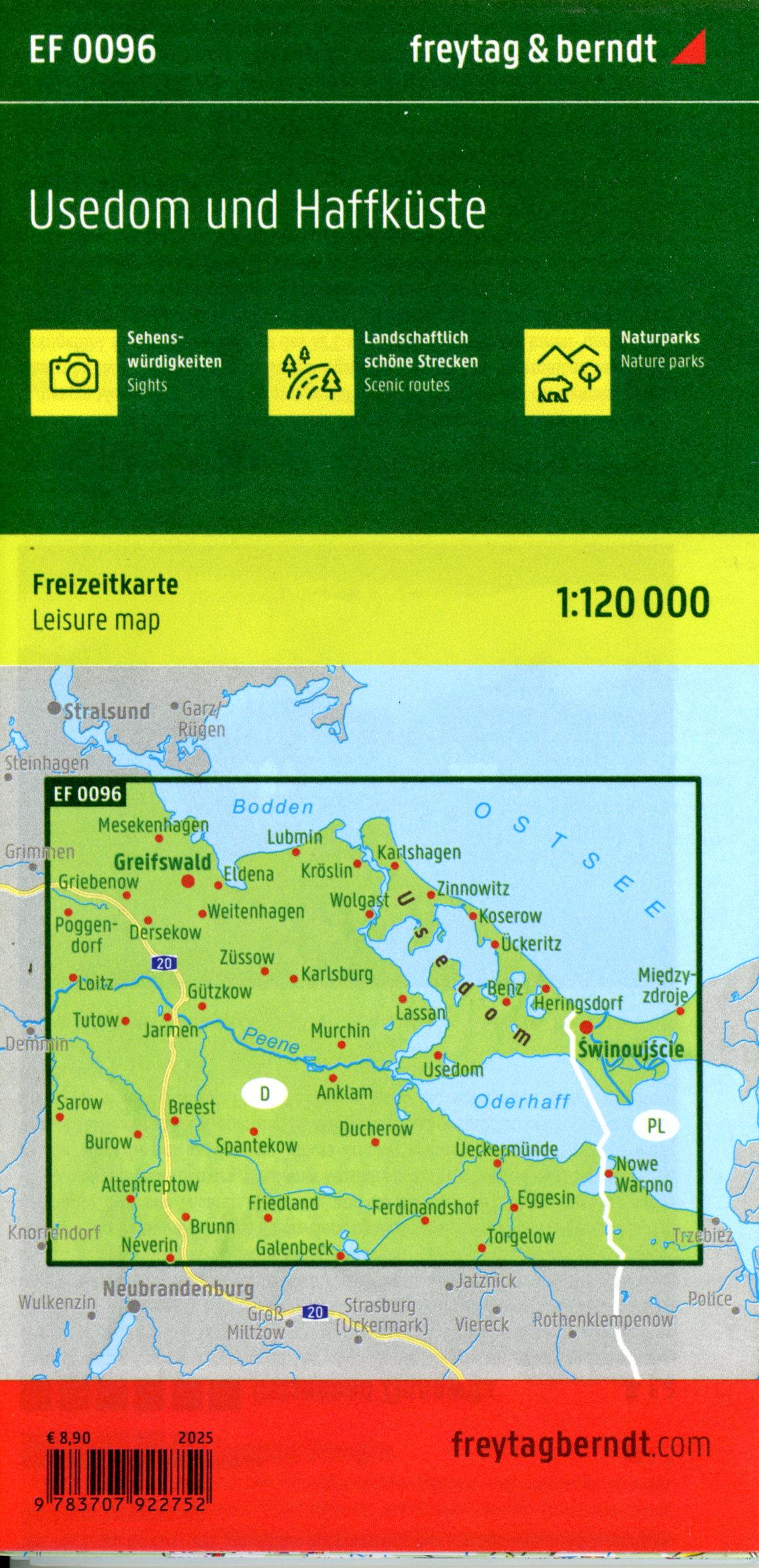 Beispielinhalt (Bild) Usedom und Haffküste, Freizeitkarte 1:120.000, freytag & berndt