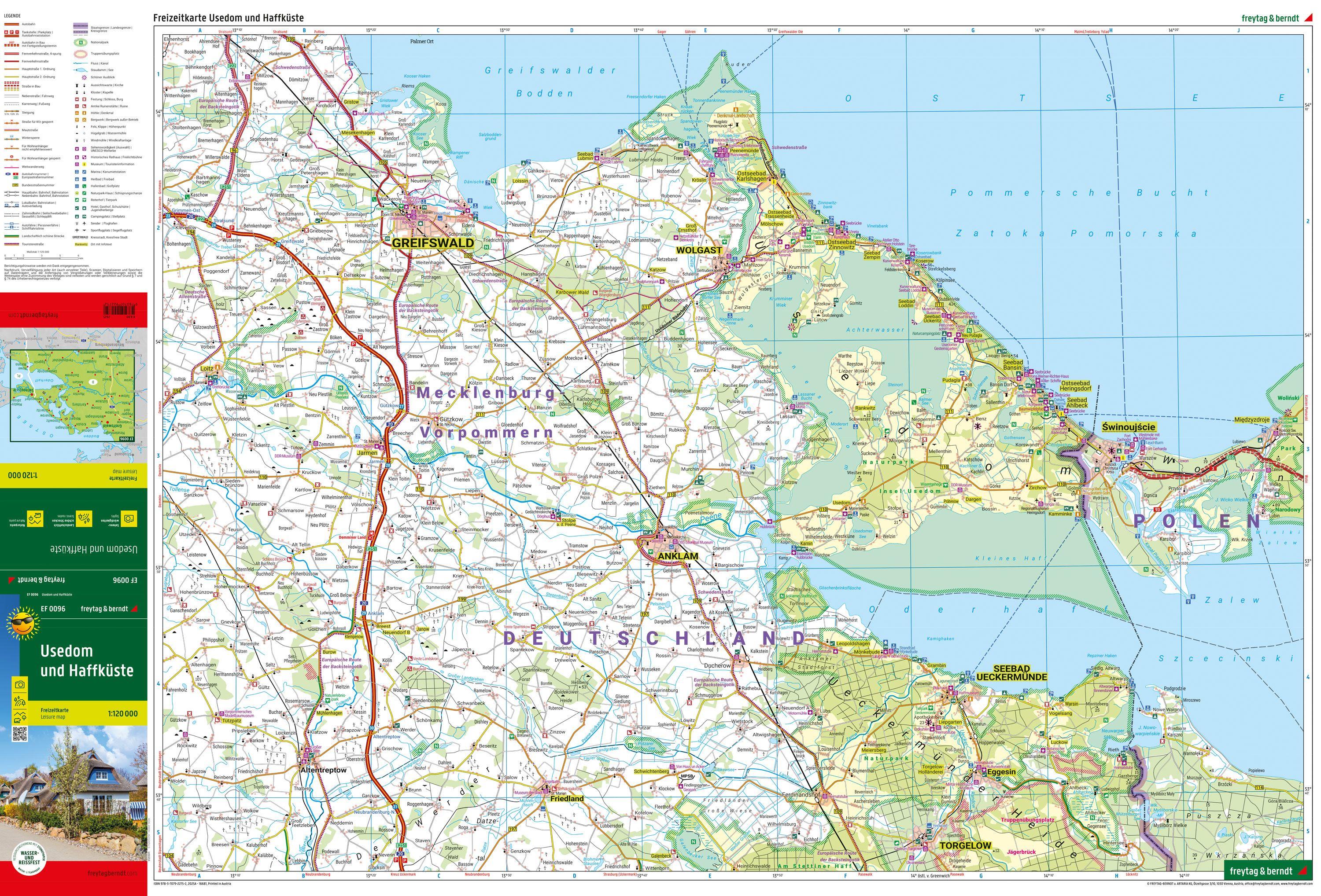 Beispielinhalt (Bild) Usedom und Haffküste, Freizeitkarte 1:120.000, freytag & berndt
