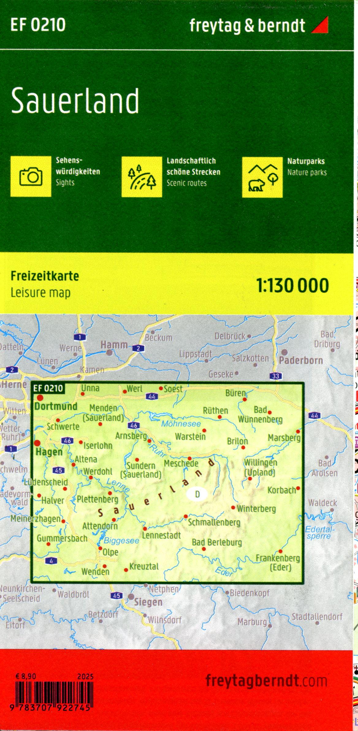 Beispielinhalt (Bild) Sauerland, Freizeitkarte 1:130.000, freytag & berndt