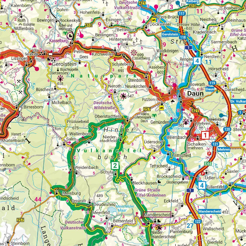 Beispielinhalt (Bild) Eifel - Mosel - Hunsrück, Motorradkarte 1:200.000, freytag & berndt
