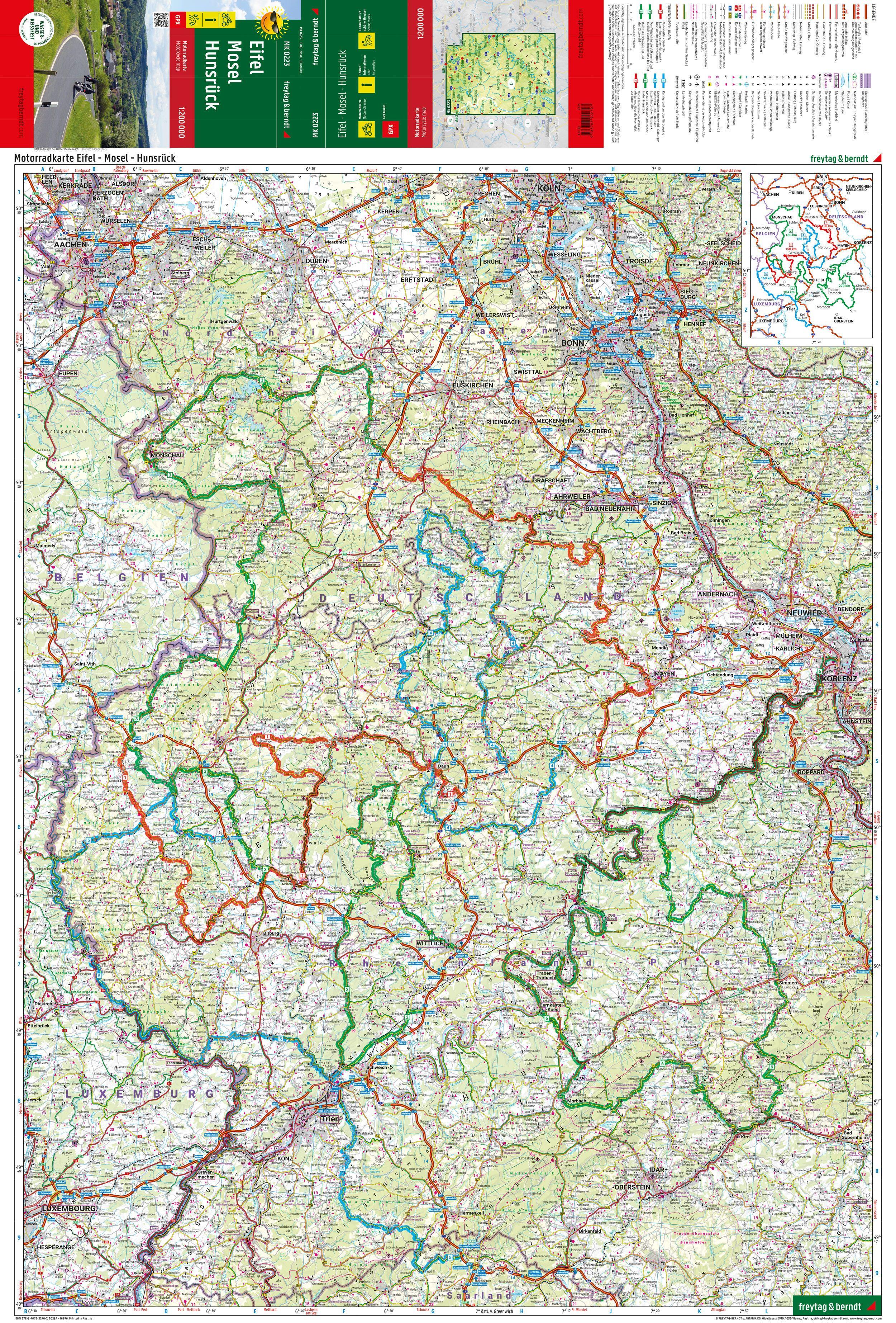 Beispielinhalt (Bild) Eifel - Mosel - Hunsrück, Motorradkarte 1:200.000, freytag & berndt