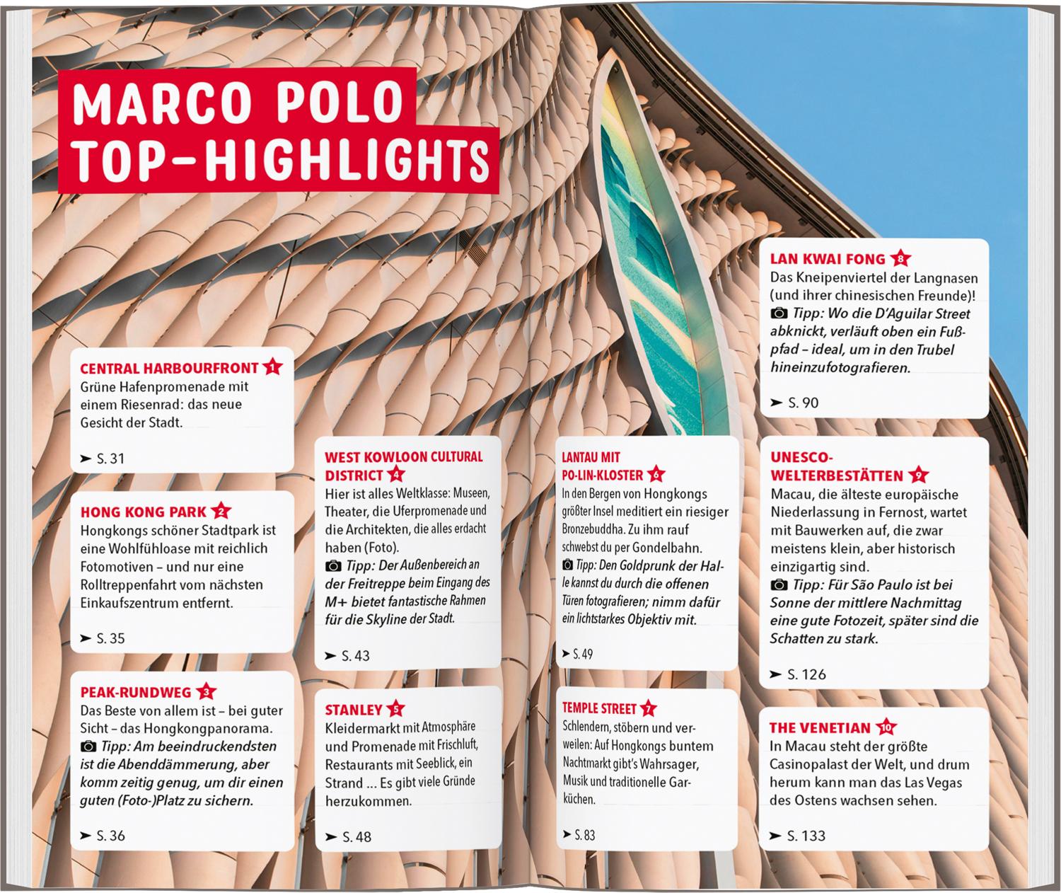 Beispielinhalt (Bild) MARCO POLO Reiseführer Hongkong, Macau