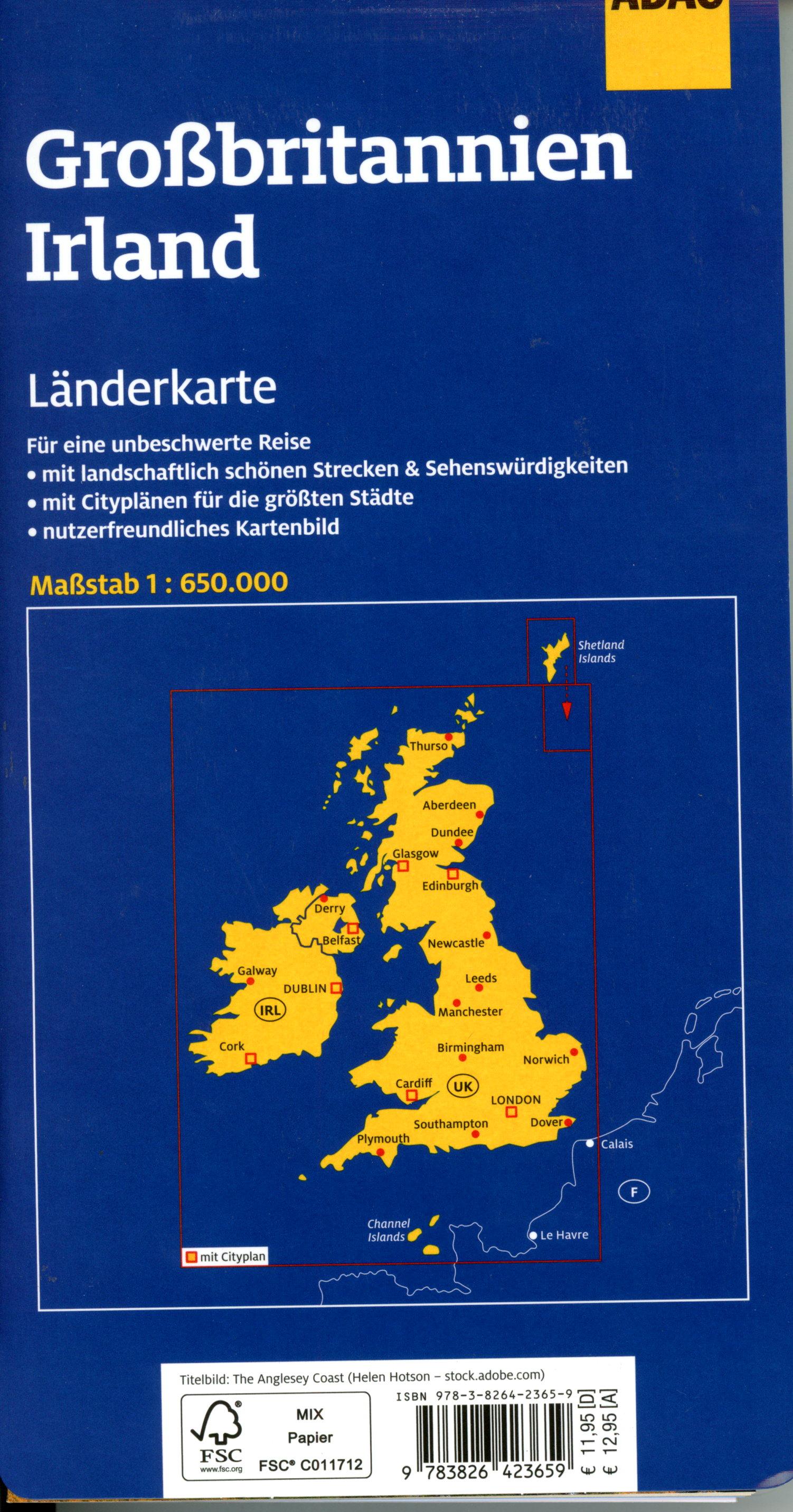 Beispielinhalt (Bild) ADAC Länderkarte Großbritannien, Irland 1:650.000