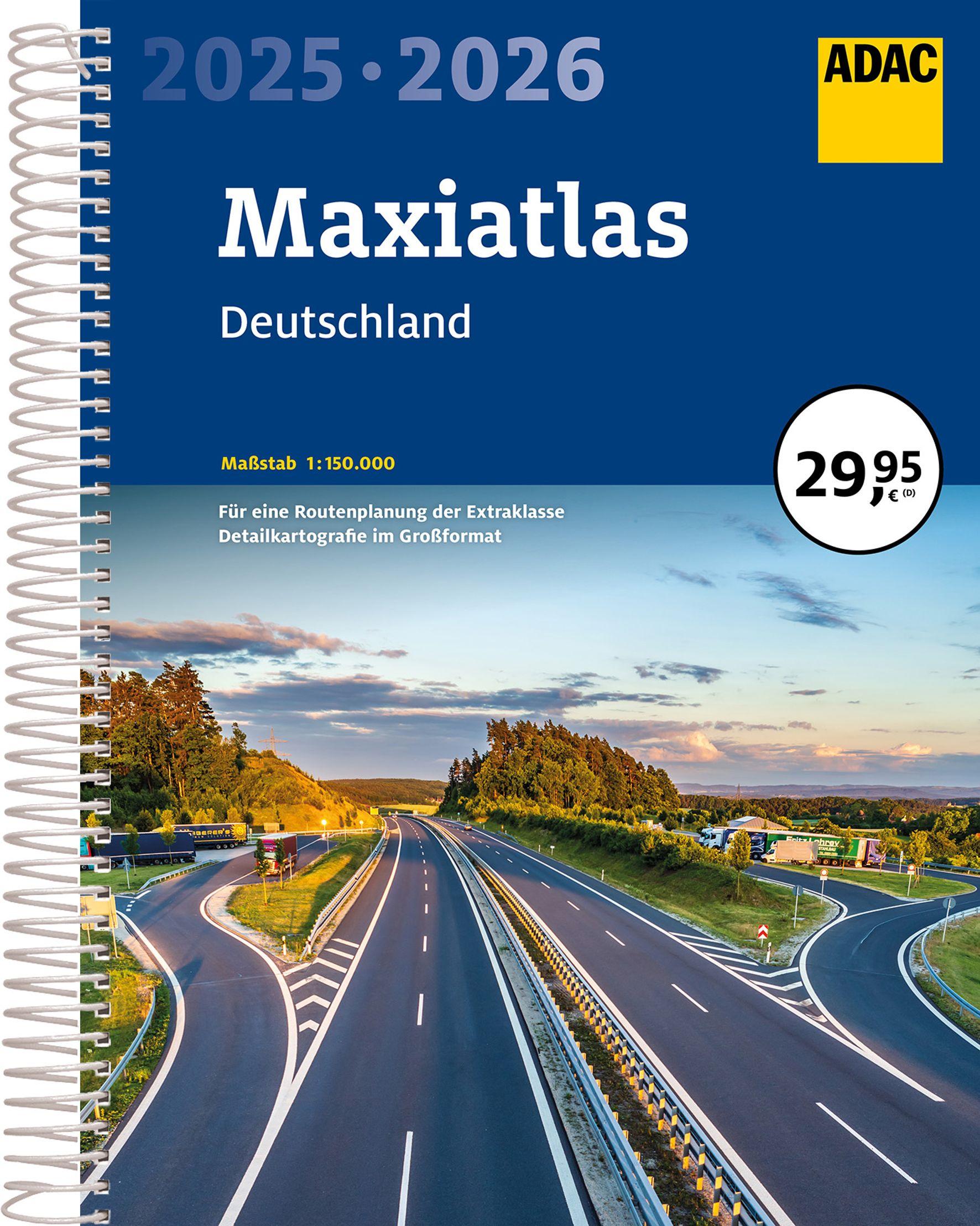 Vorderes Coverbild ADAC Maxiatlas 2025/2026 Deutschland 1:150.000