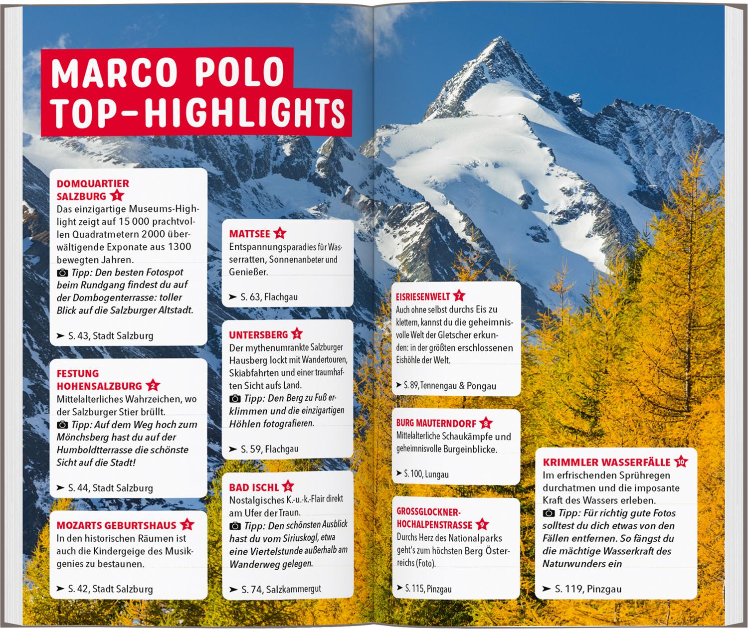 Beispielinhalt (Bild) MARCO POLO Reiseführer Salzburg, Salzkammergut, Salzburger Land