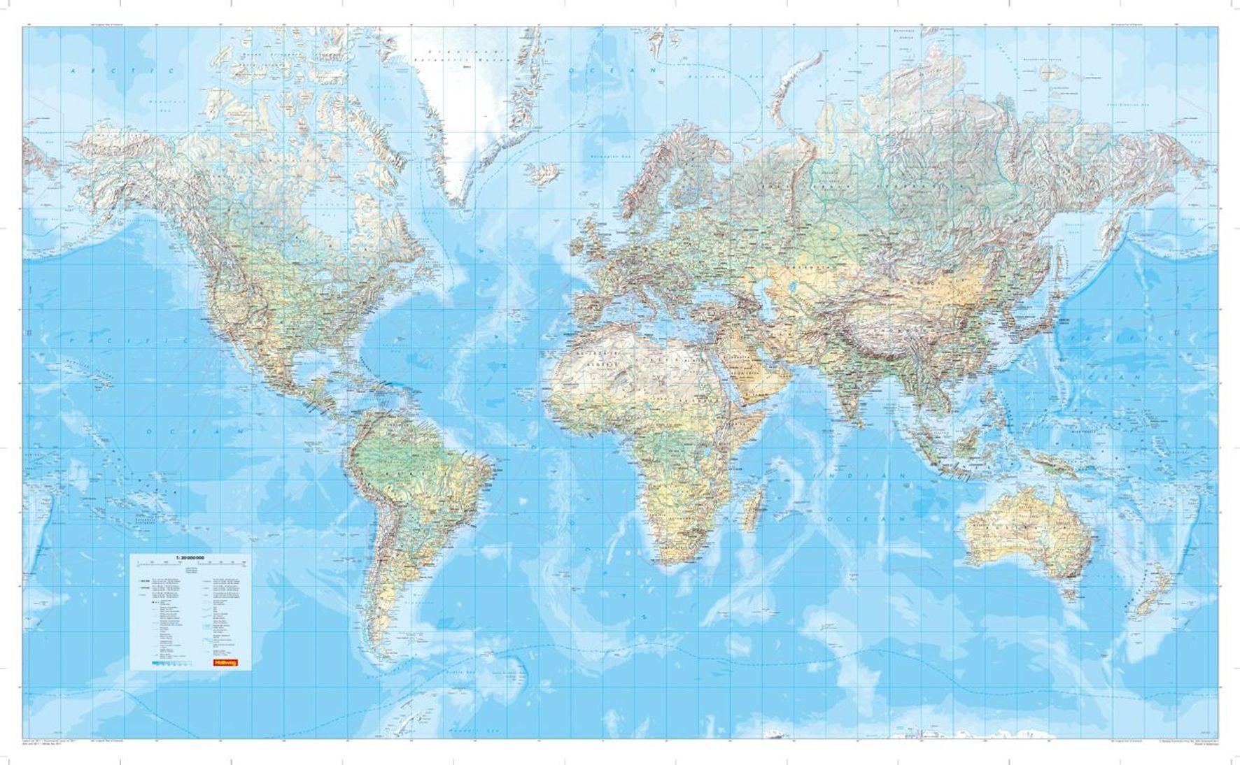 Vorderes Coverbild MARCO POLO Die Große Weltkarte (physisch) 1:30 000 000, plano in Hülse