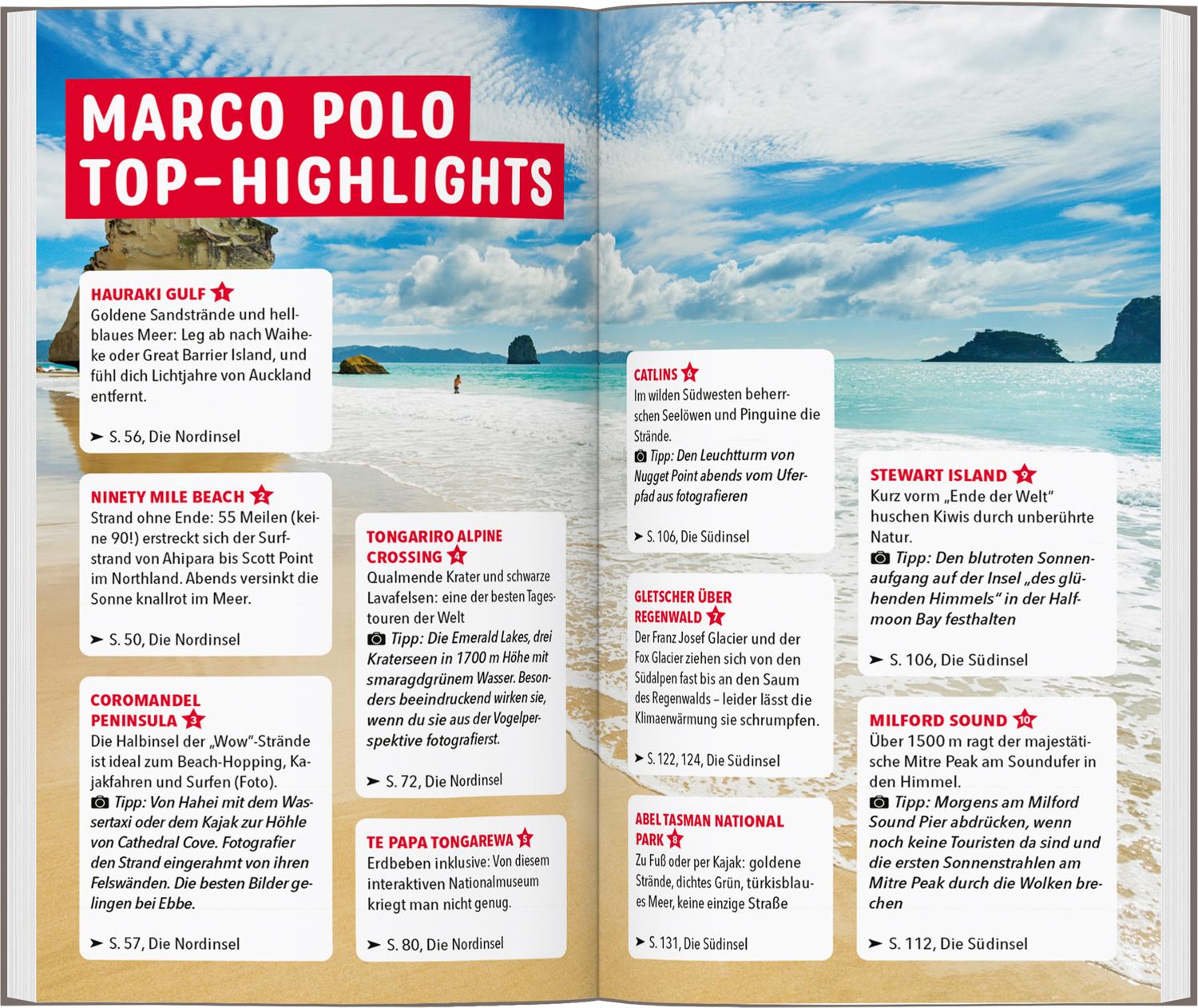 Beispielinhalt (Bild) MARCO POLO Reiseführer Neuseeland