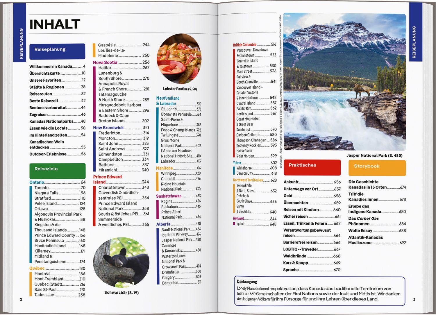 Beispielinhalt (Bild) LONELY PLANET Reiseführer Kanada
