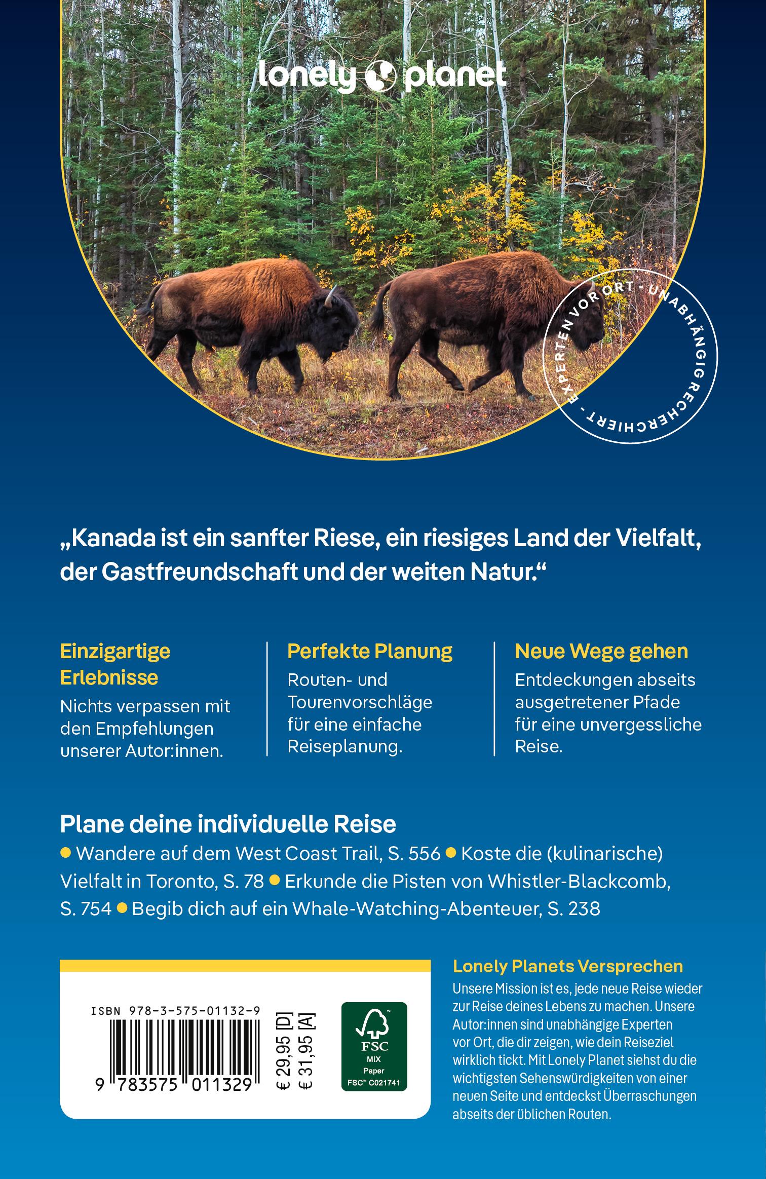 Rückseitencover LONELY PLANET Reiseführer Kanada